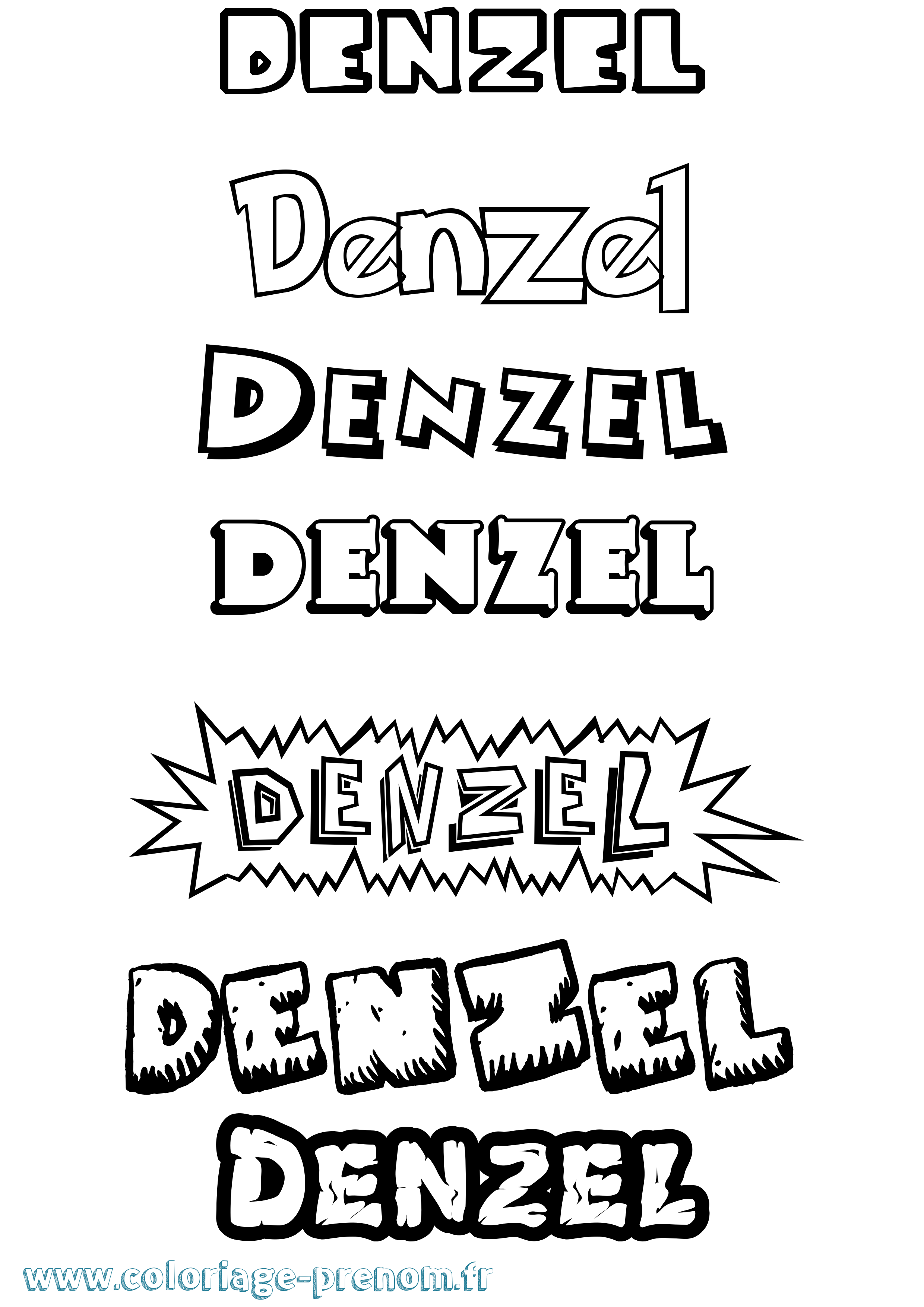 Coloriage Denzel Dessin Animé Coloriage prénom Denzel Dessin Animé