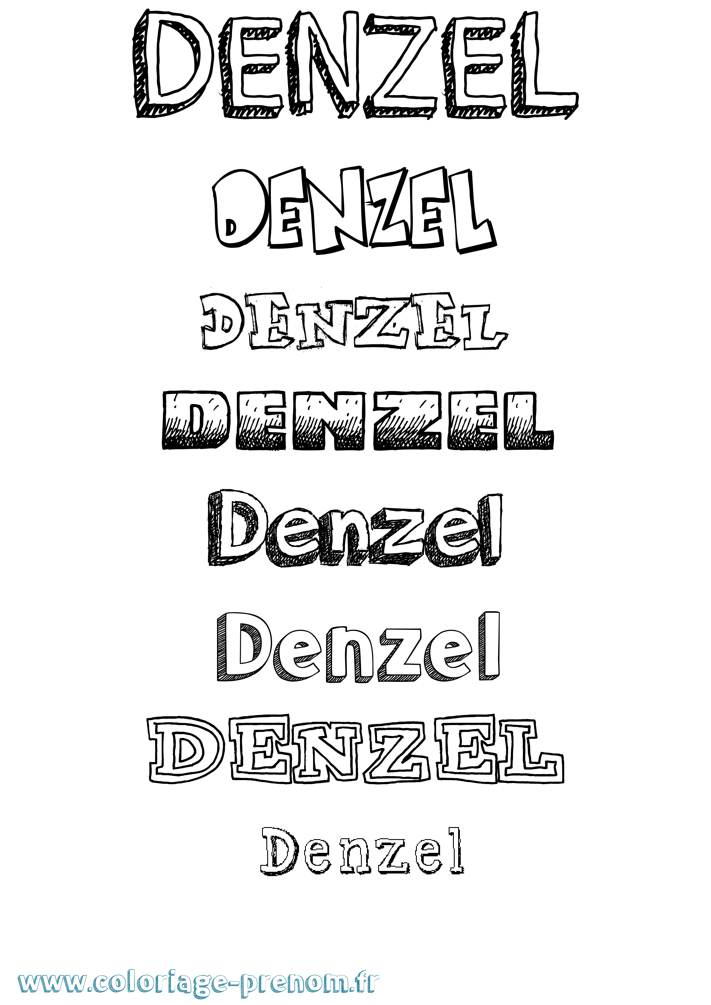 Coloriage Denzel Dessiné Coloriage prénom Denzel Dessiné