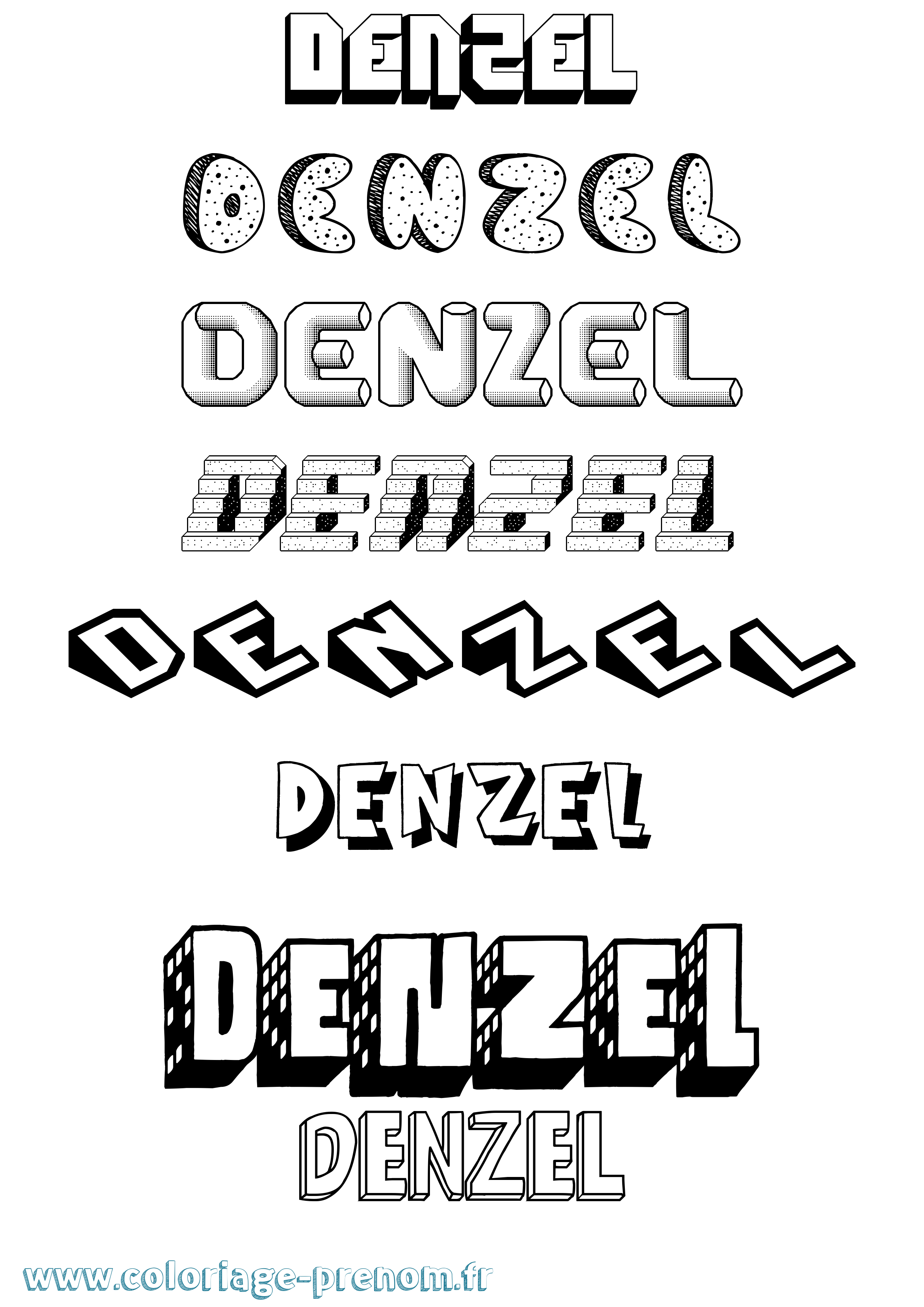Coloriage Denzel Effet 3D Coloriage prénom Denzel Effet 3D