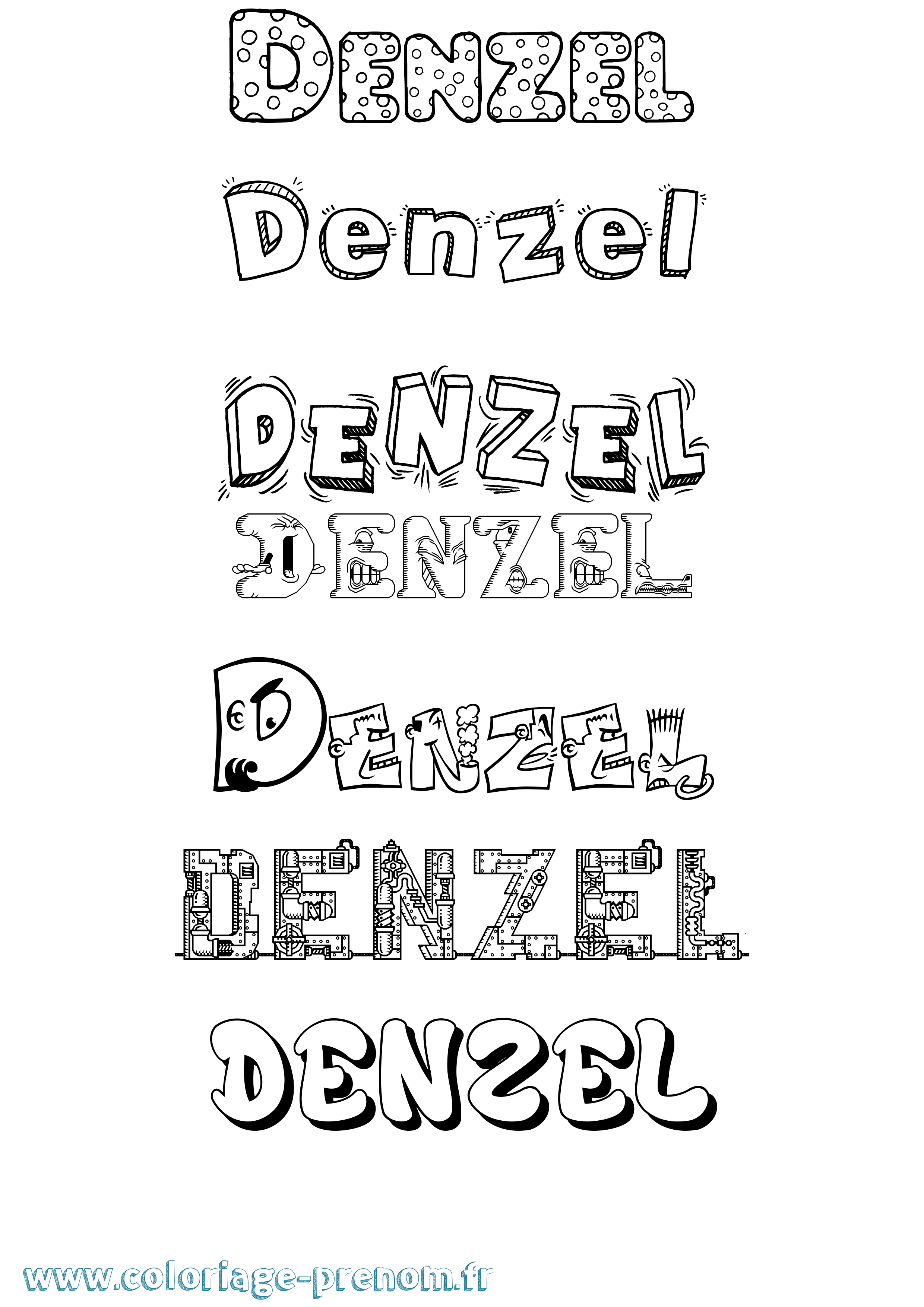 Coloriage Denzel Fun Coloriage prénom Denzel Fun