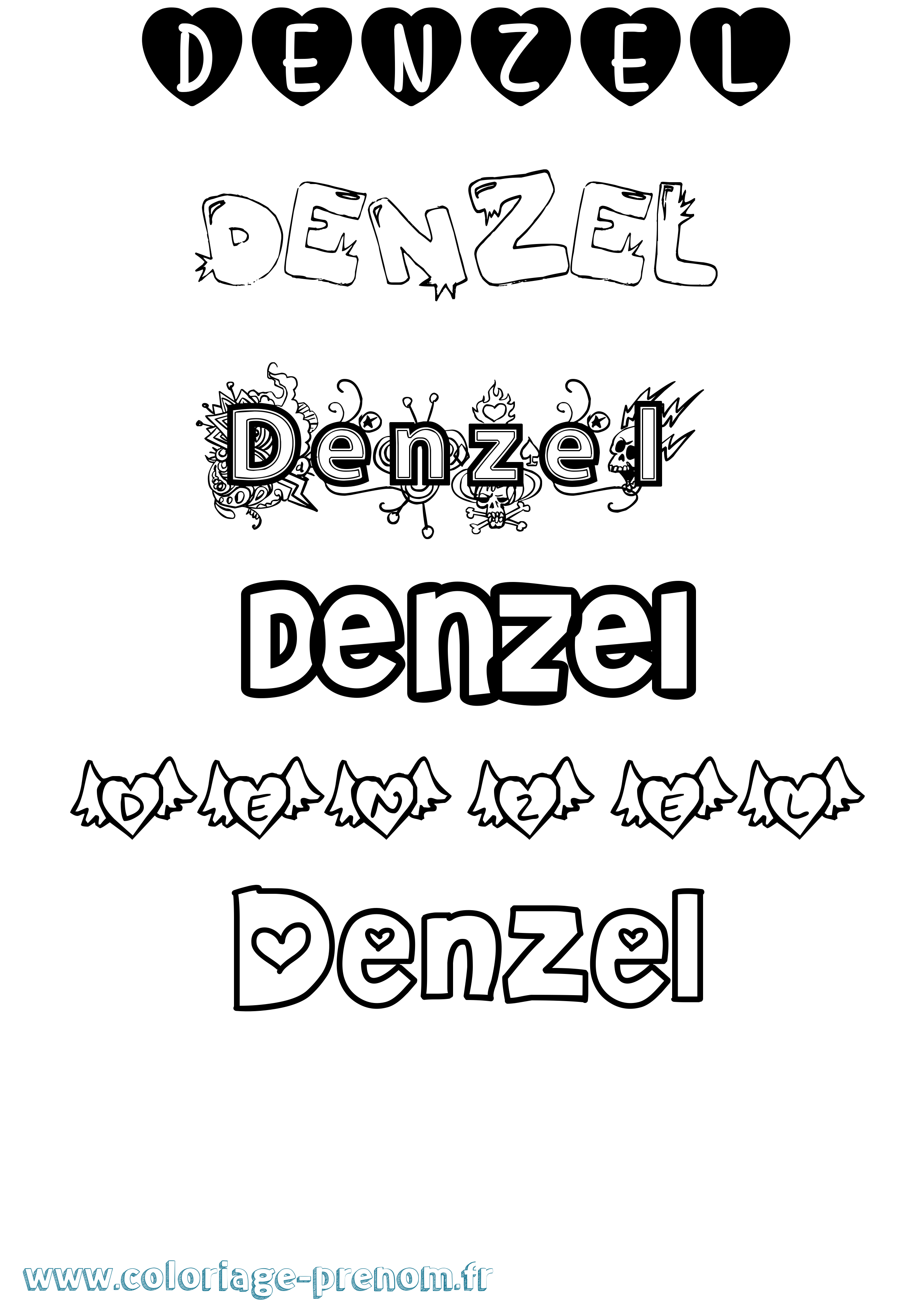 Coloriage Denzel Girly Coloriage prénom Denzel Girly