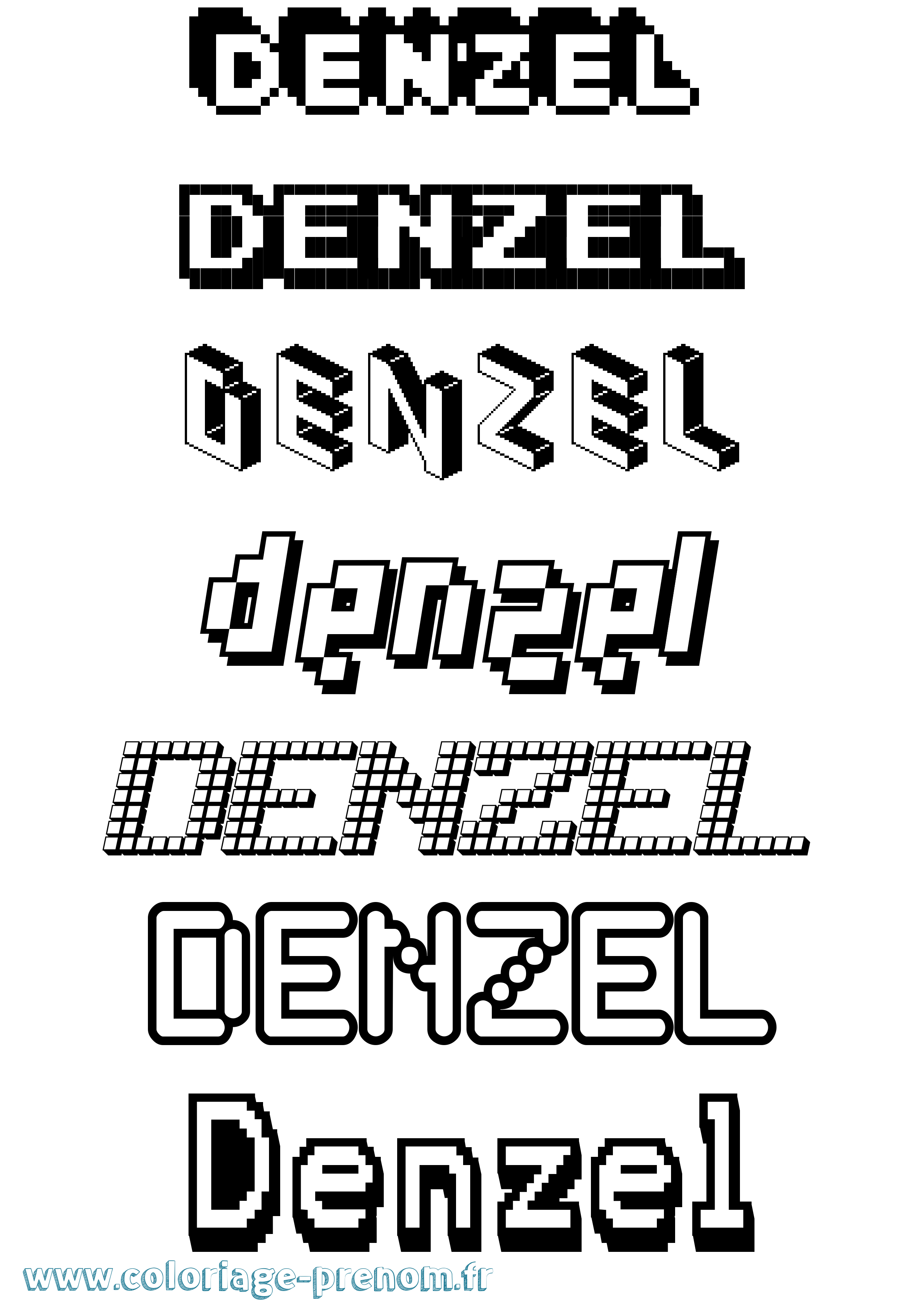 Coloriage Denzel Pixel Coloriage prénom Denzel Pixel