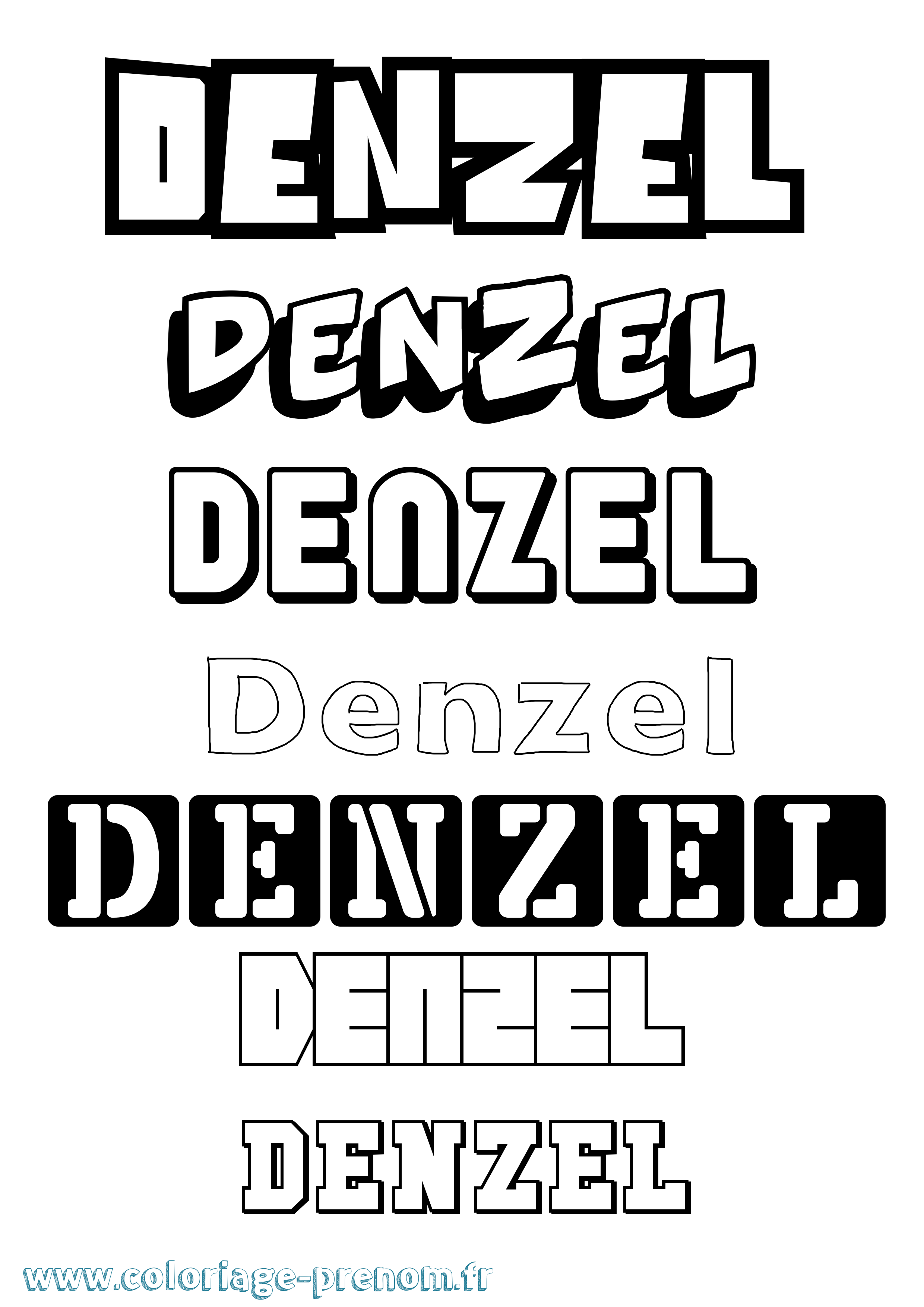 Coloriage Denzel Simple Coloriage prénom Denzel Simple