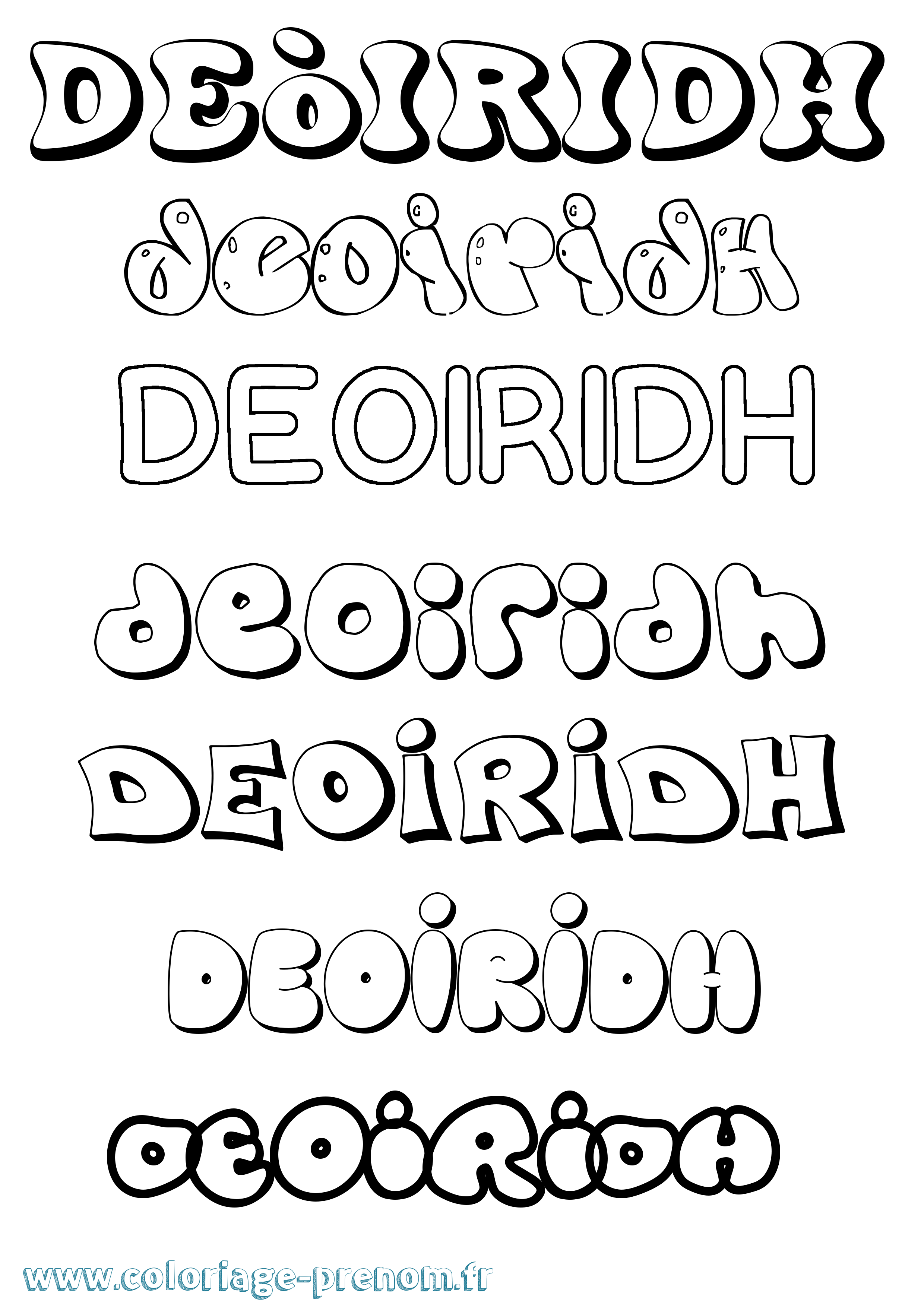 Coloriage Deòiridh Bubble Coloriage prénom Deòiridh Bubble