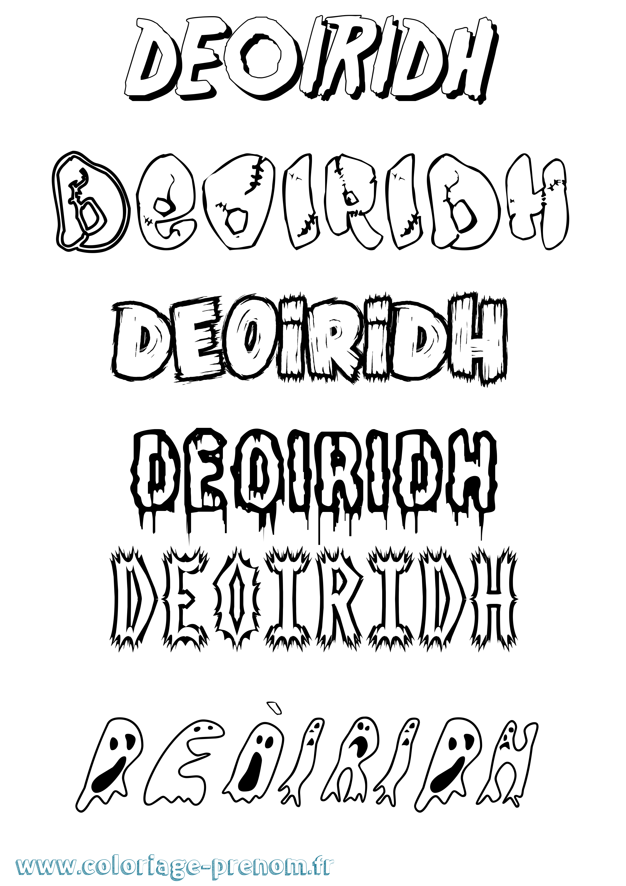 Coloriage Deòiridh Frisson Coloriage prénom Deòiridh Frisson