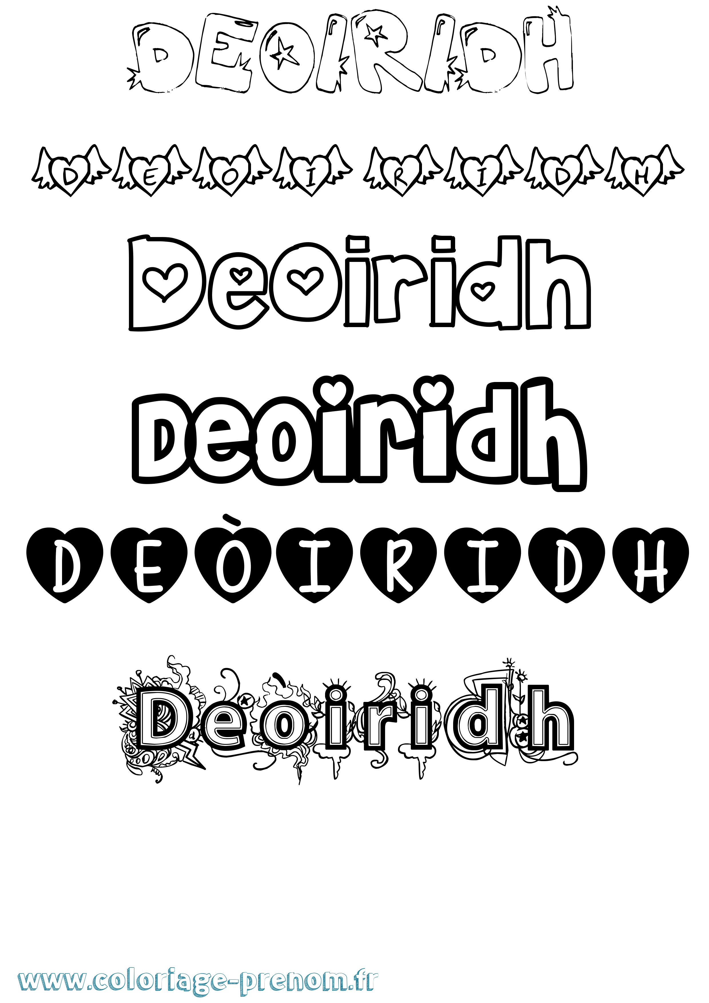 Coloriage Deòiridh Girly Coloriage prénom Deòiridh Girly