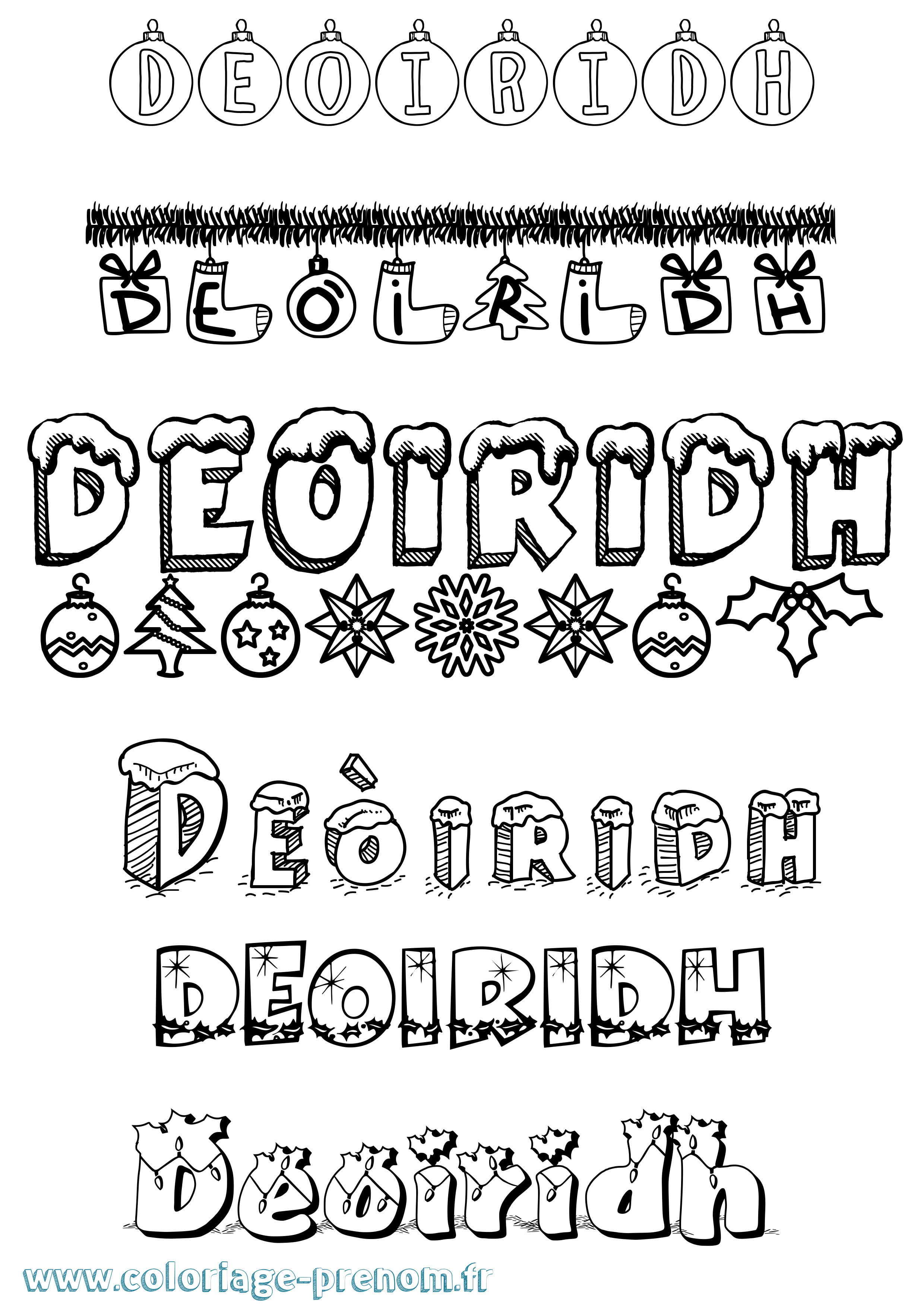 Coloriage Deòiridh Noël Coloriage prénom Deòiridh Noël