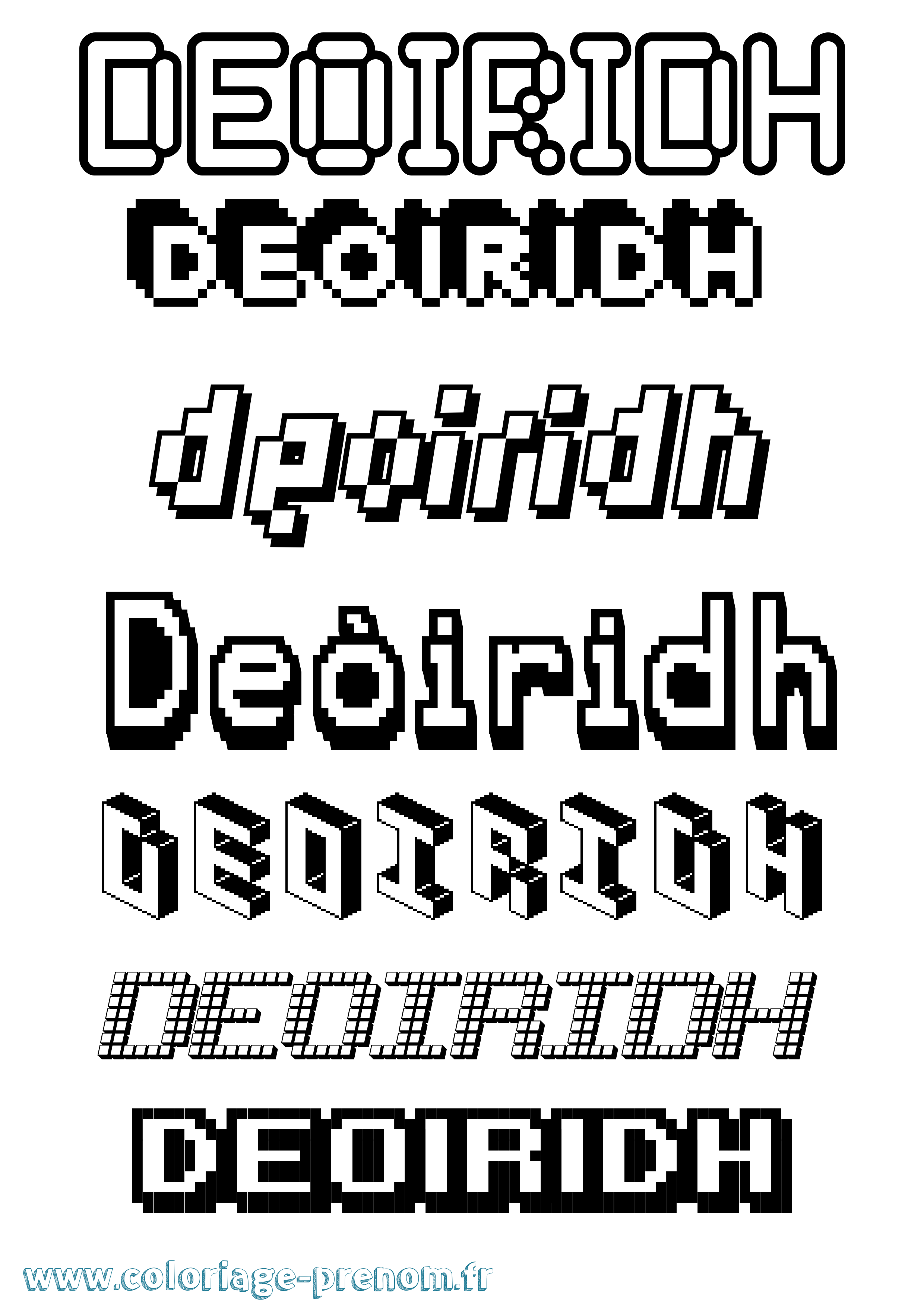 Coloriage Deòiridh Pixel Coloriage prénom Deòiridh Pixel