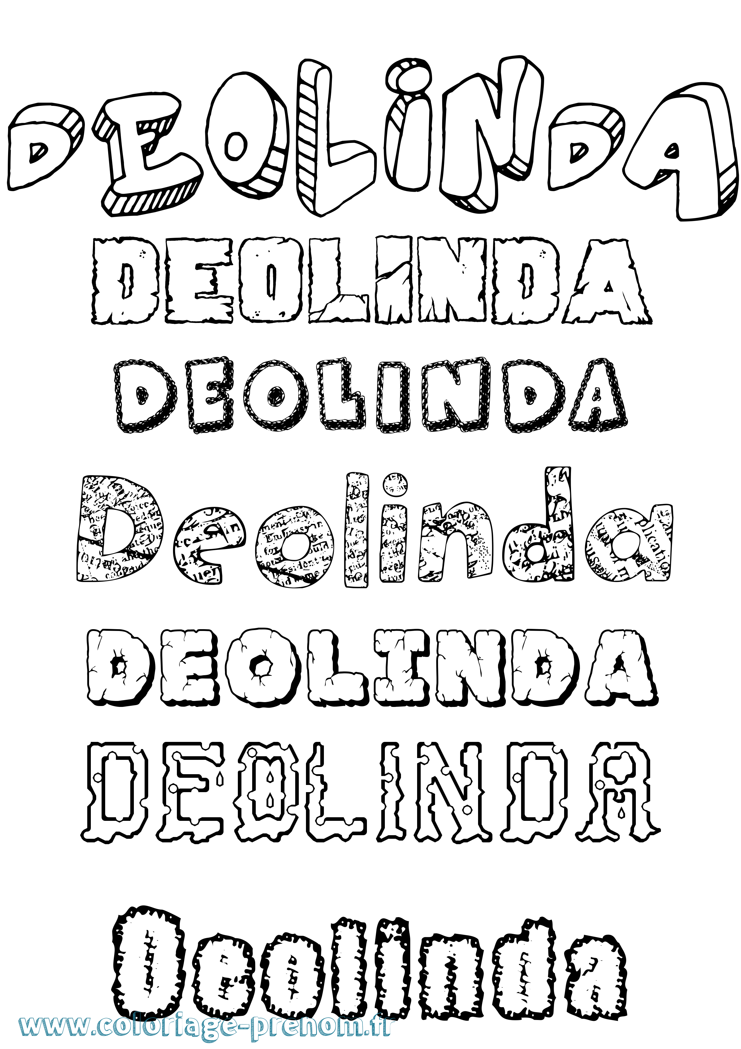 Coloriage Deolinda Destructuré Coloriage prénom Deolinda Destructuré