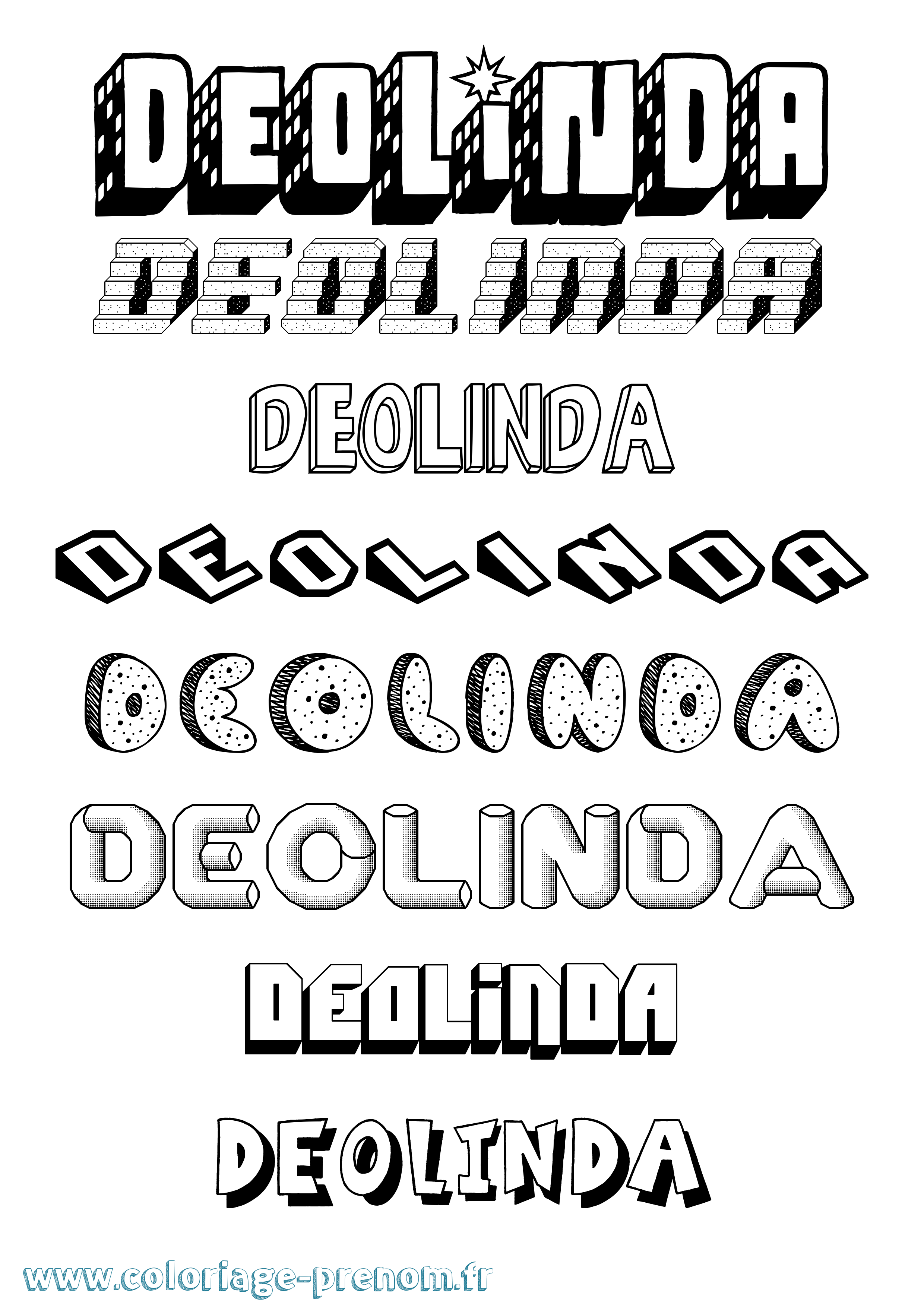 Coloriage Deolinda Effet 3D Coloriage prénom Deolinda Effet 3D