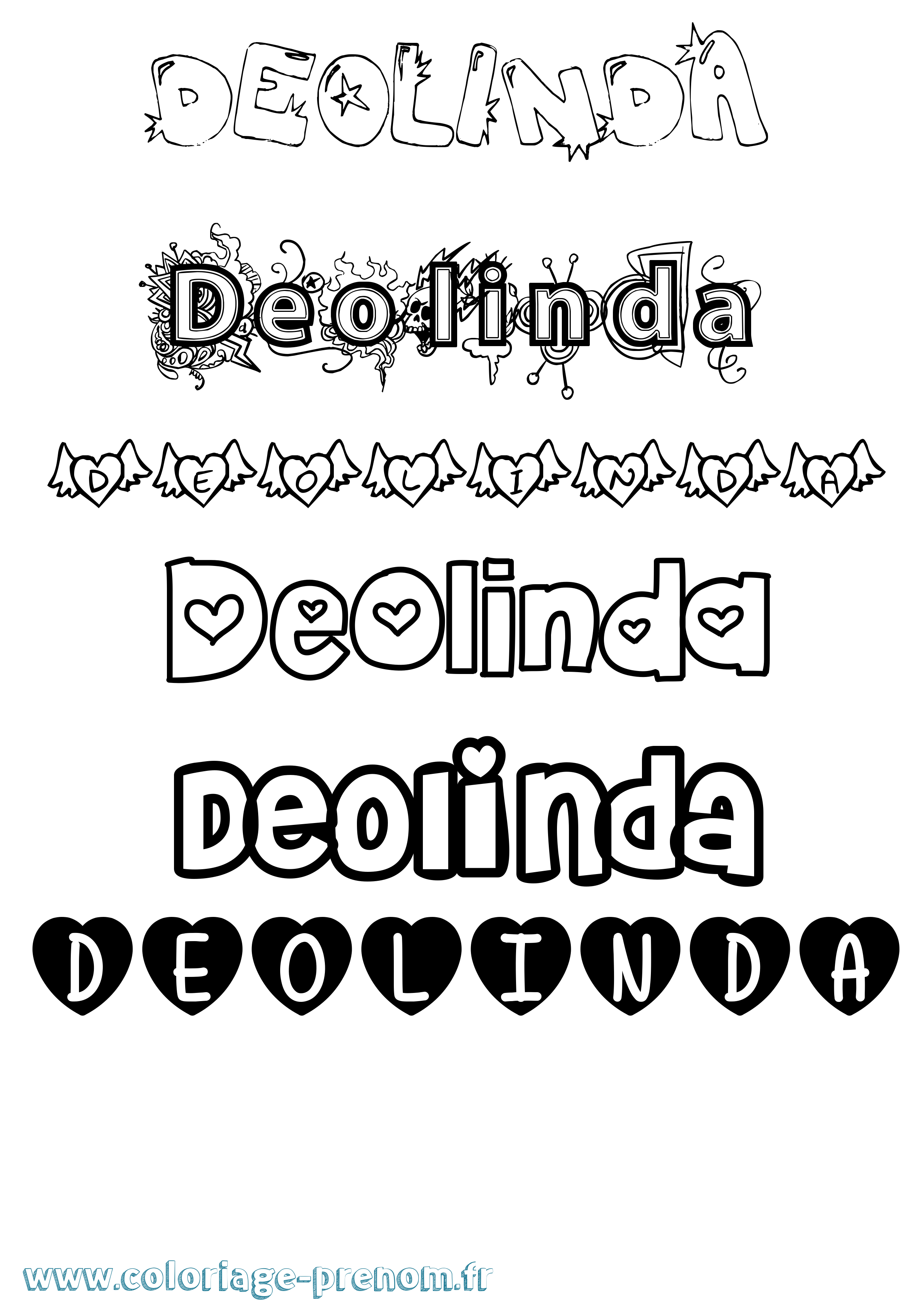 Coloriage Deolinda Girly Coloriage prénom Deolinda Girly