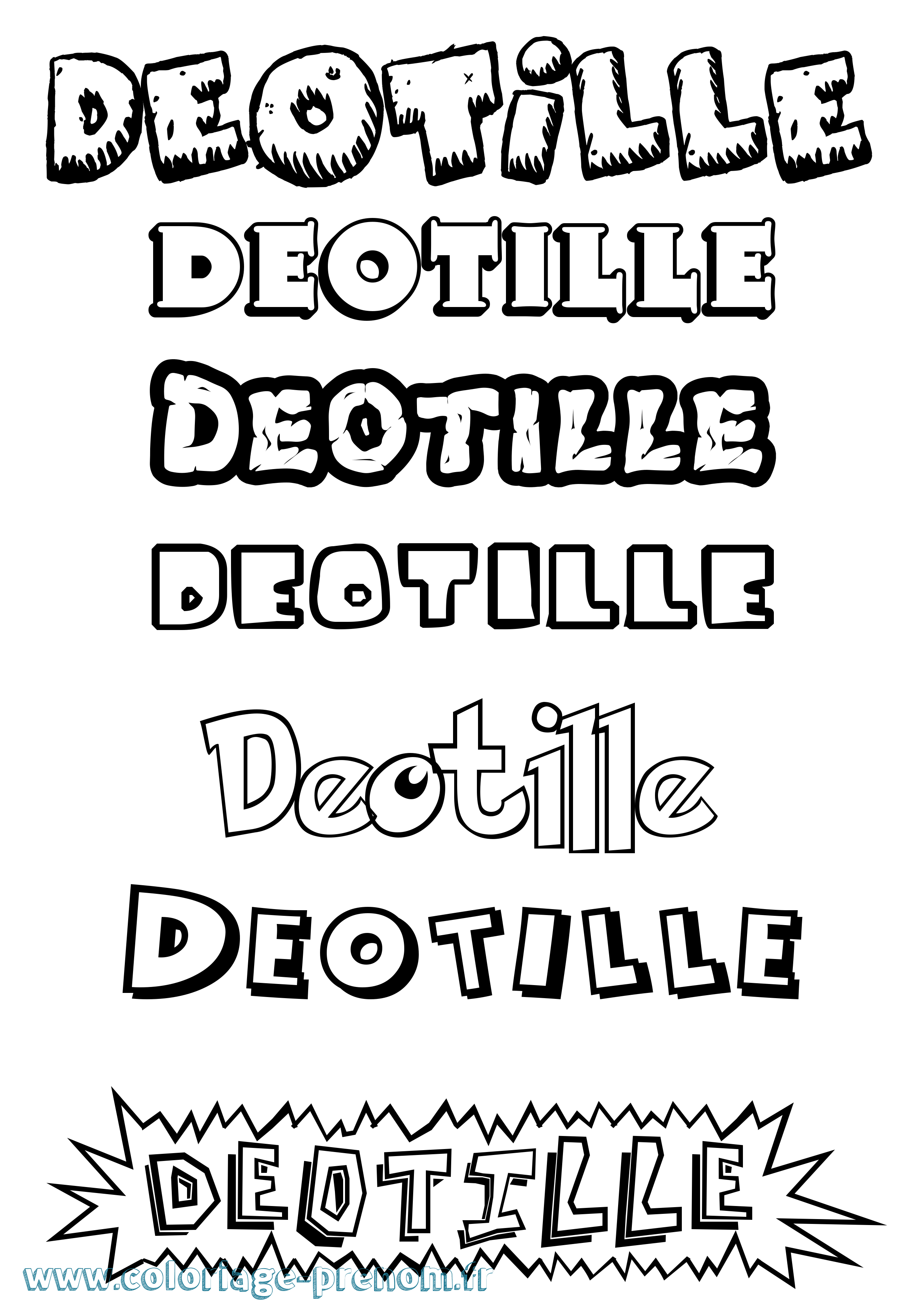 Coloriage Deotille Dessin Animé Coloriage prénom Deotille Dessin Animé