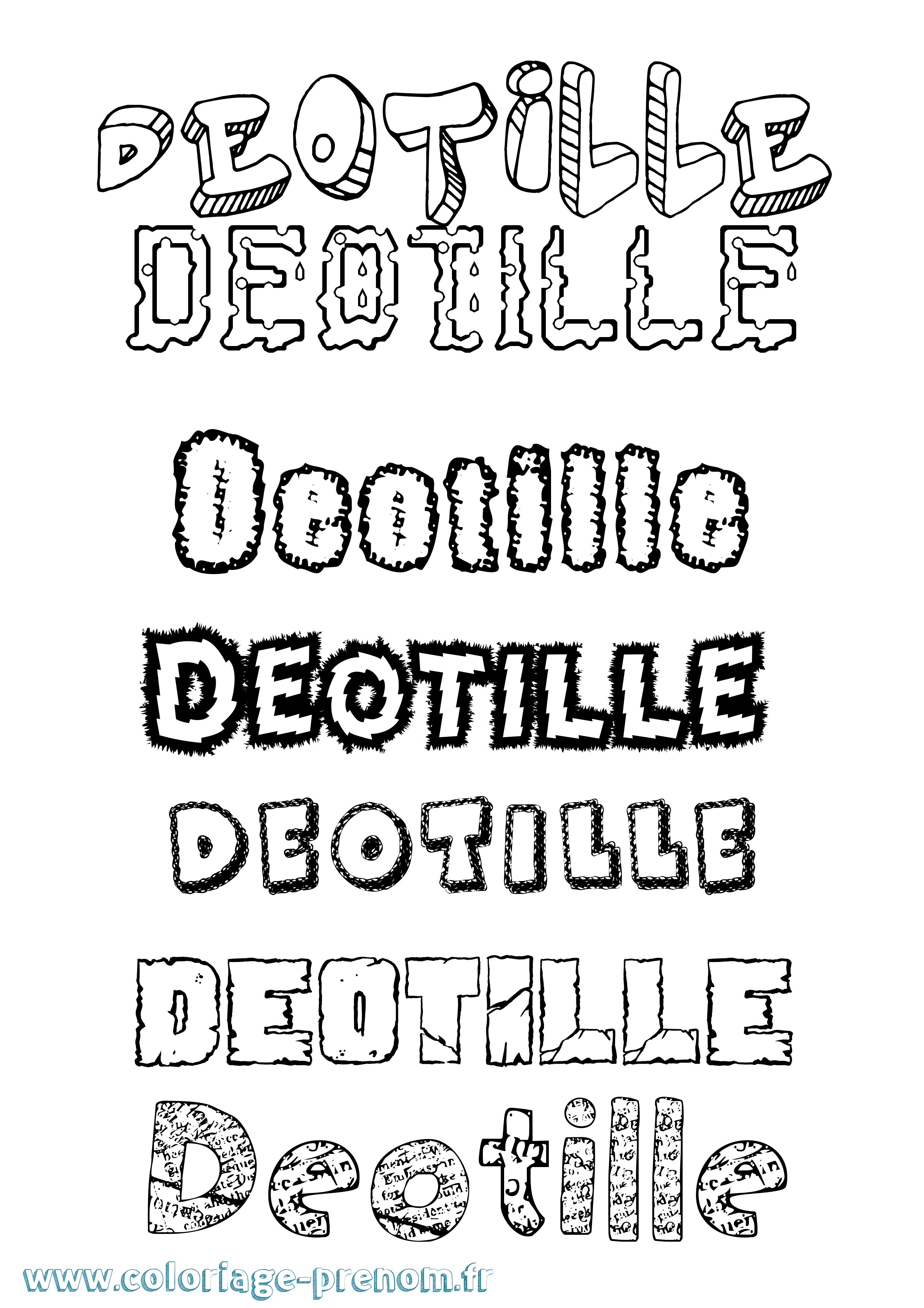 Coloriage Deotille Destructuré Coloriage prénom Deotille Destructuré