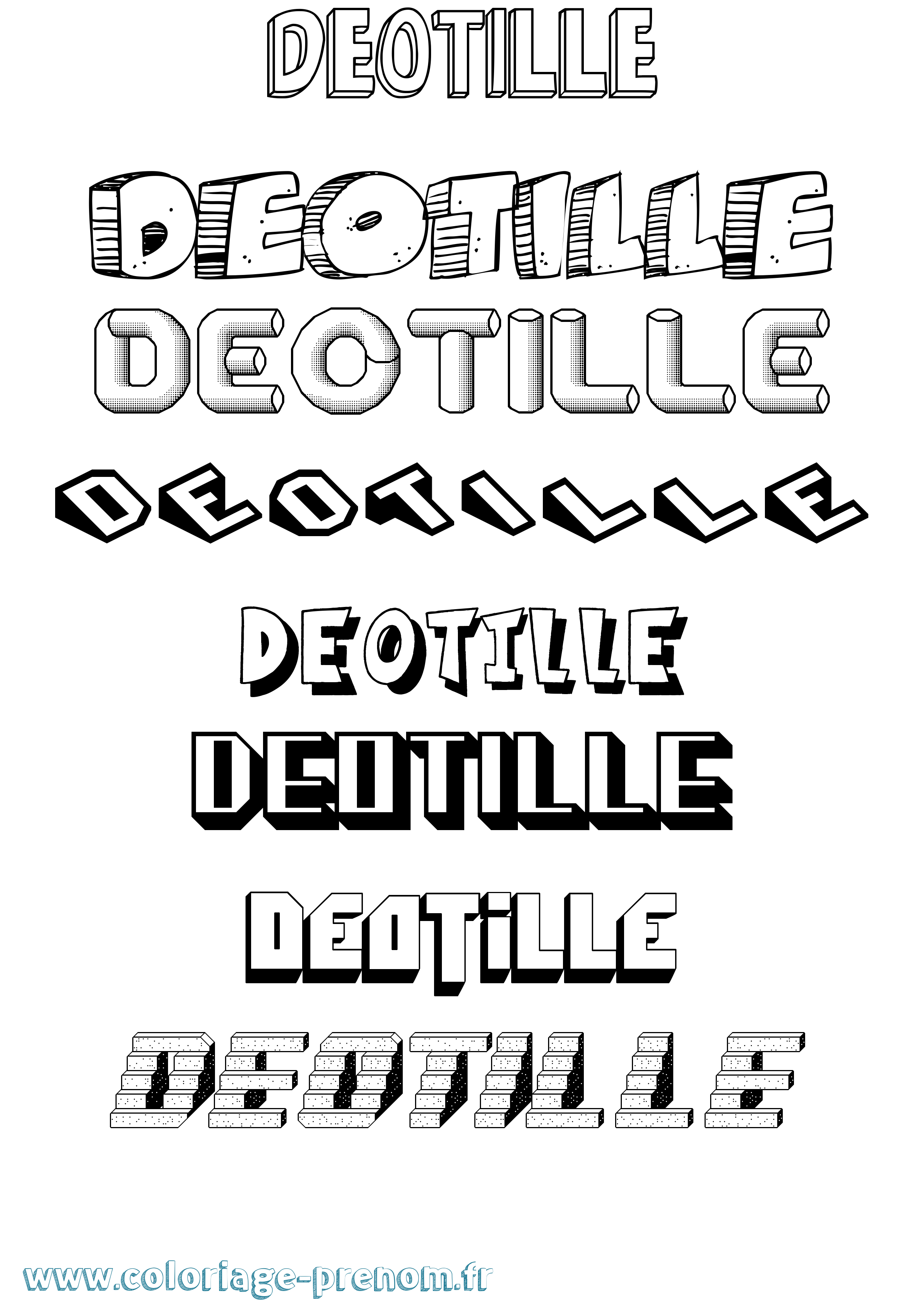 Coloriage Deotille Effet 3D Coloriage prénom Deotille Effet 3D