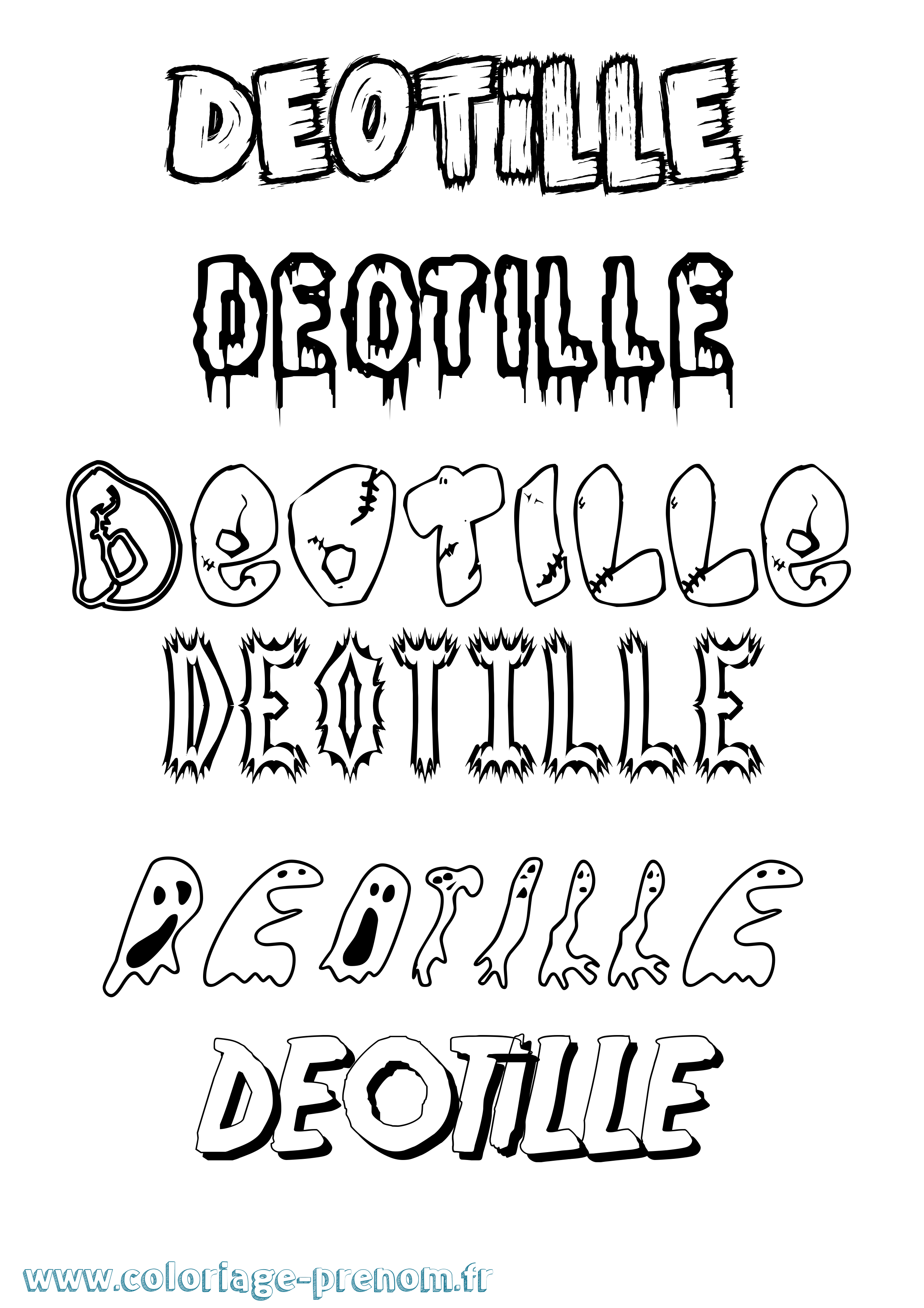 Coloriage Deotille Frisson Coloriage prénom Deotille Frisson
