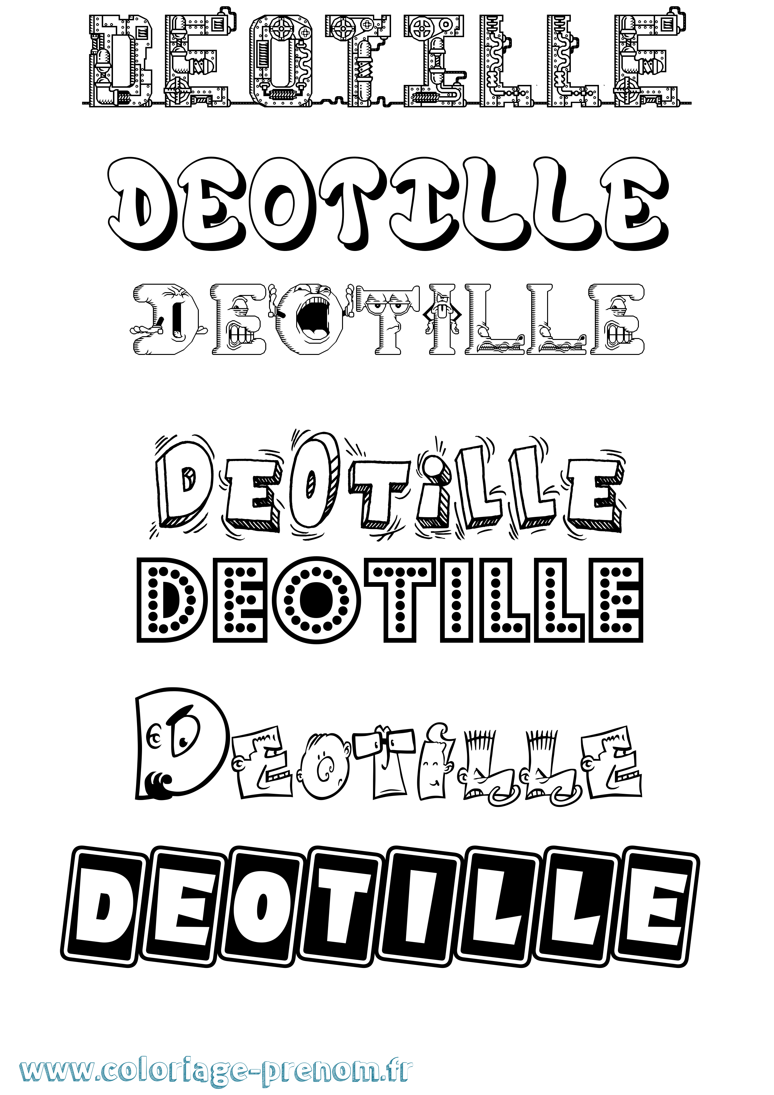 Coloriage Deotille Fun Coloriage prénom Deotille Fun