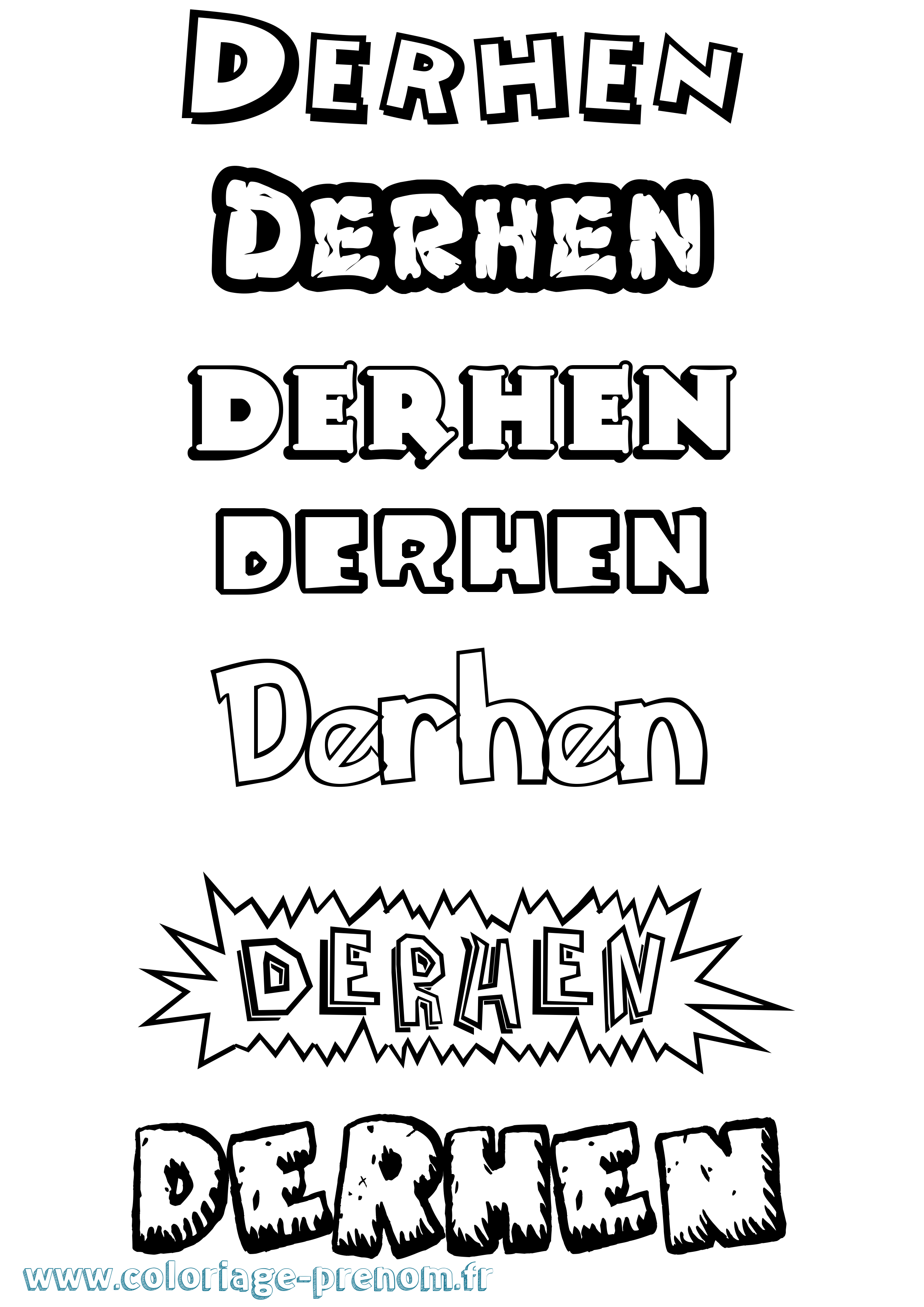 Coloriage Derhen Dessin Animé Coloriage prénom Derhen Dessin Animé