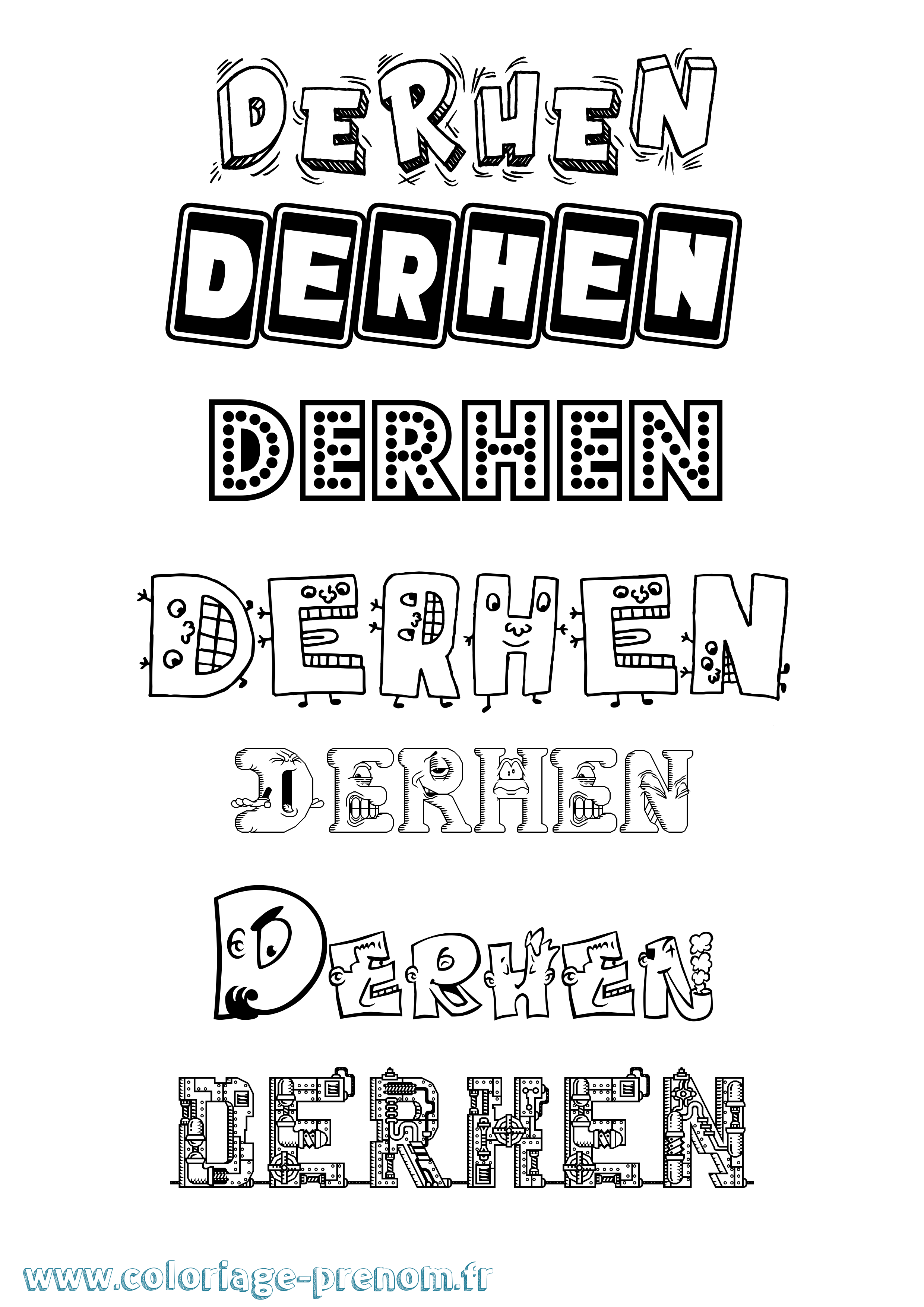 Coloriage Derhen Fun Coloriage prénom Derhen Fun