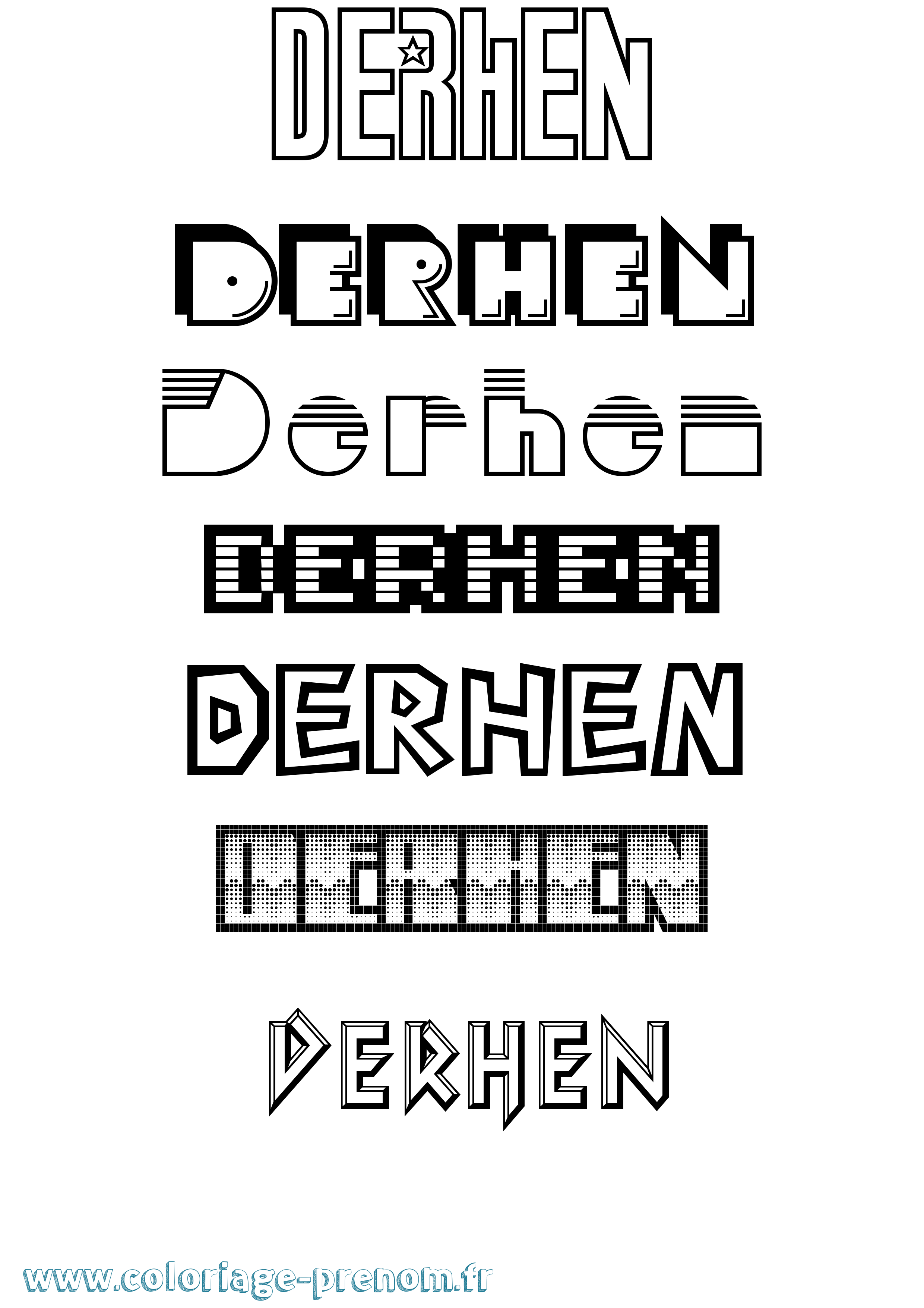 Coloriage Derhen Jeux Vidéos Coloriage prénom Derhen Jeux Vidéos