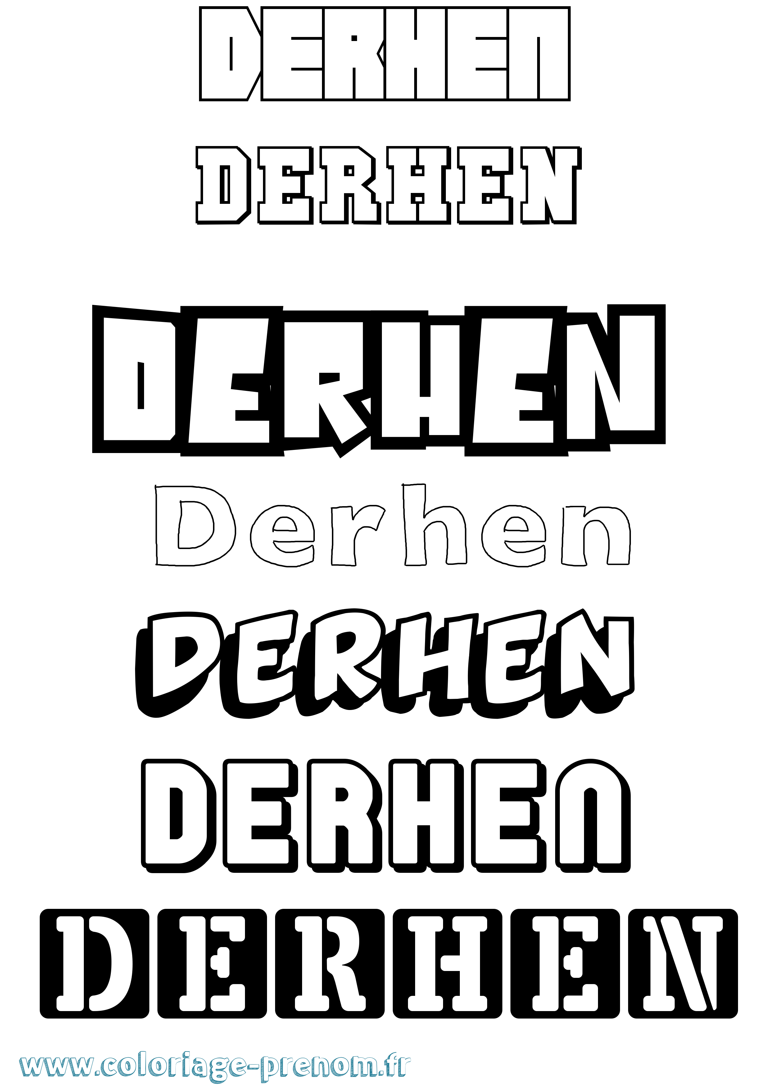 Coloriage Derhen Simple Coloriage prénom Derhen Simple