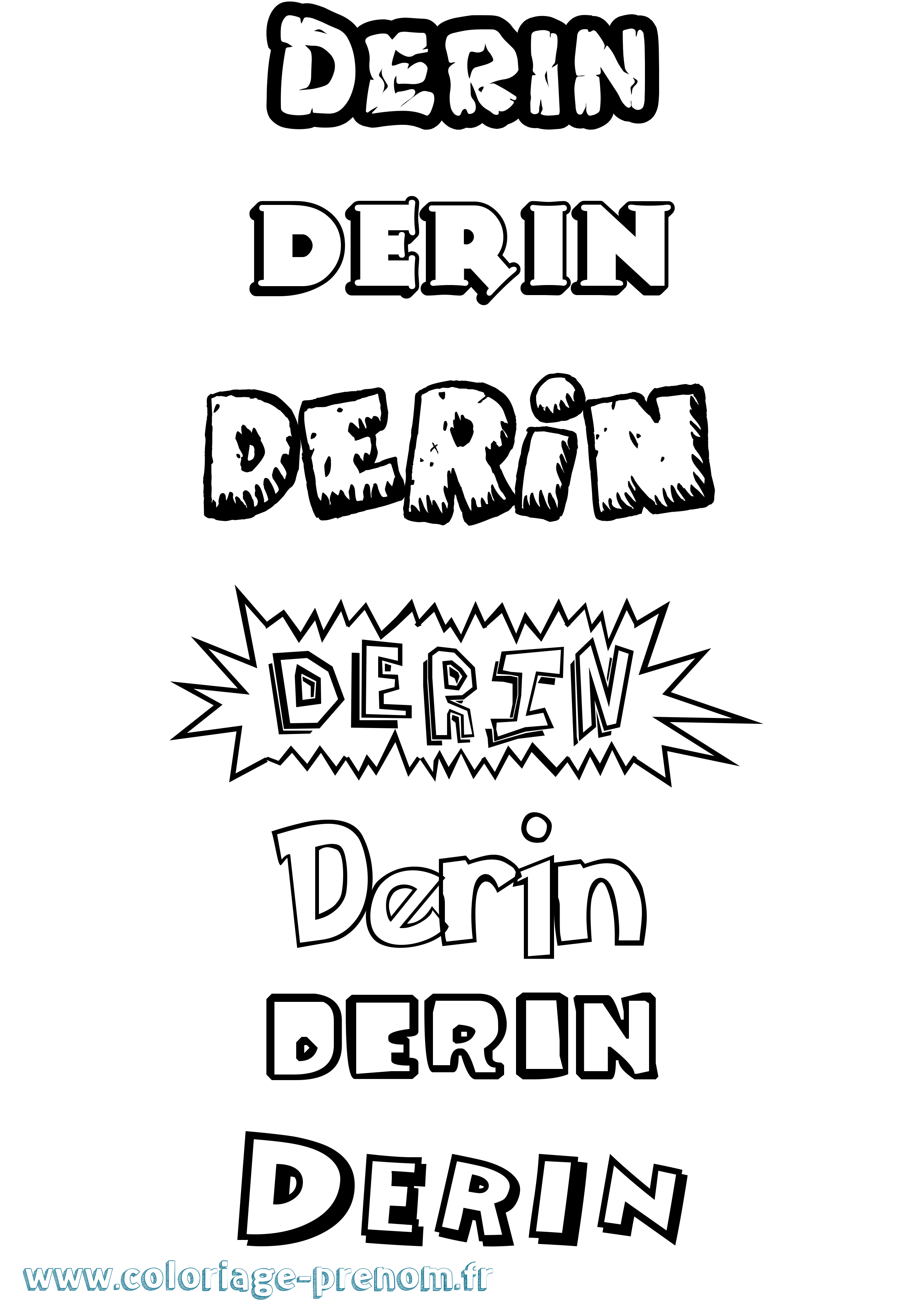 Coloriage Derin Dessin Animé Coloriage prénom Derin Dessin Animé
