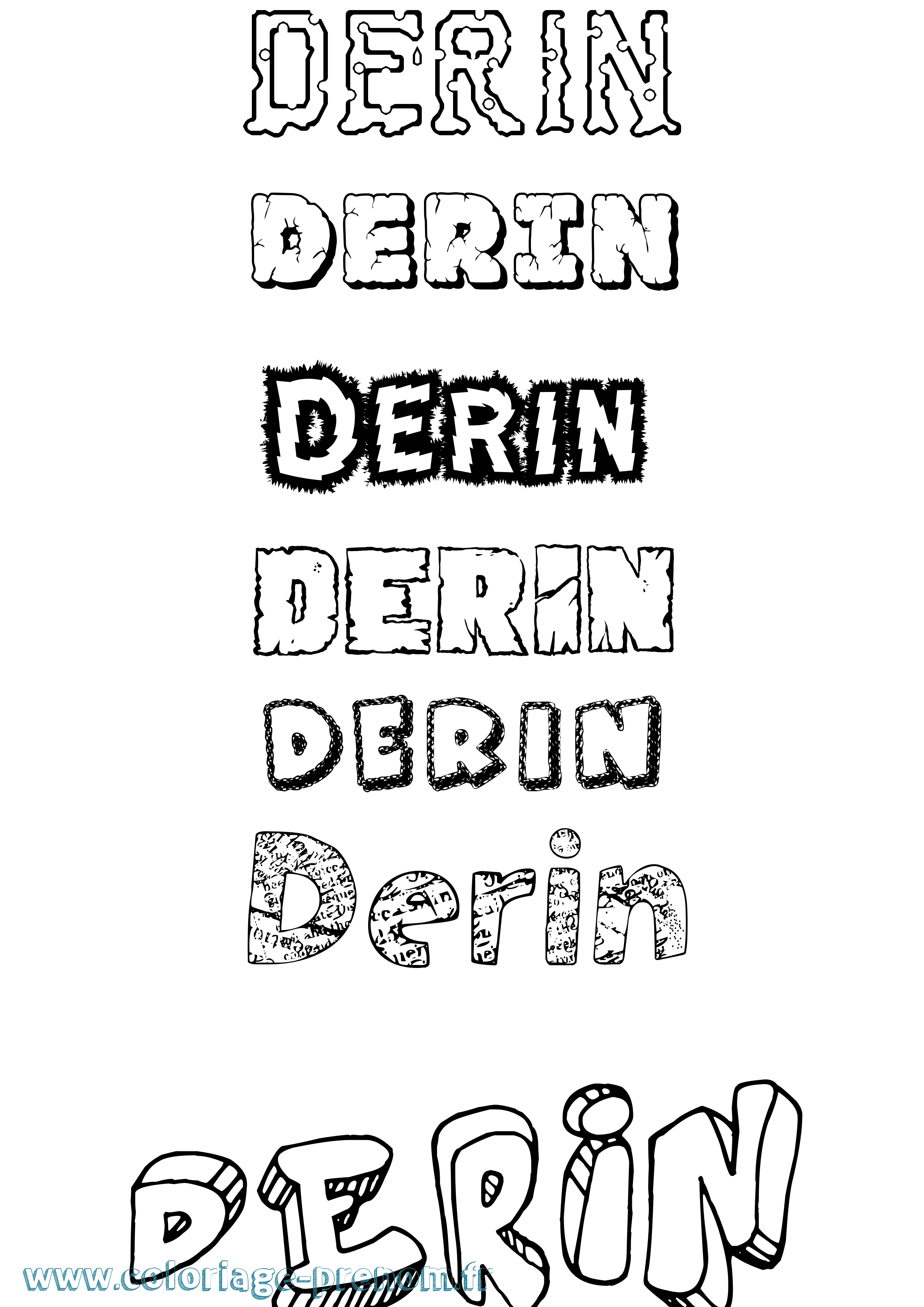 Coloriage Derin Destructuré Coloriage prénom Derin Destructuré