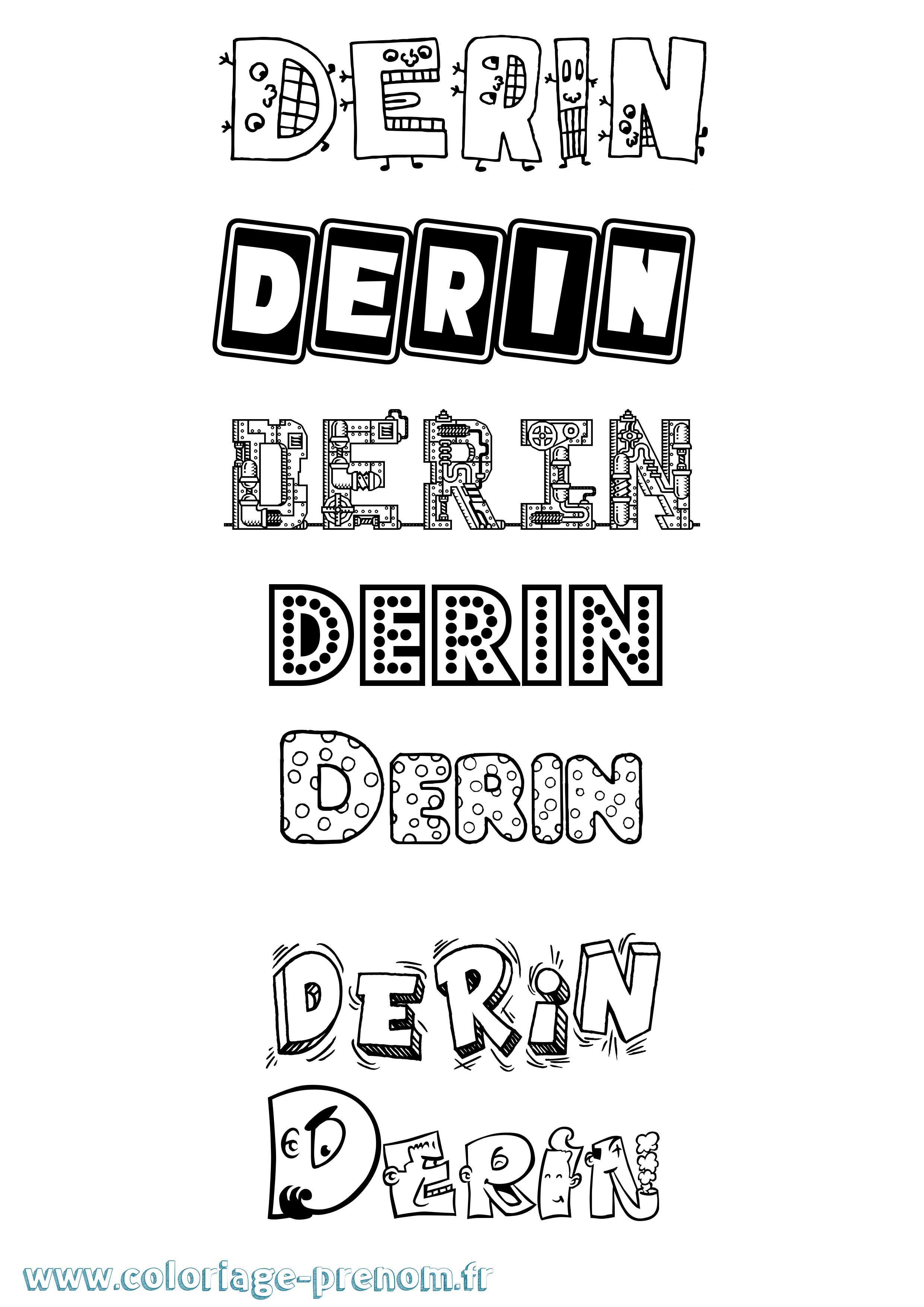 Coloriage Derin Fun Coloriage prénom Derin Fun