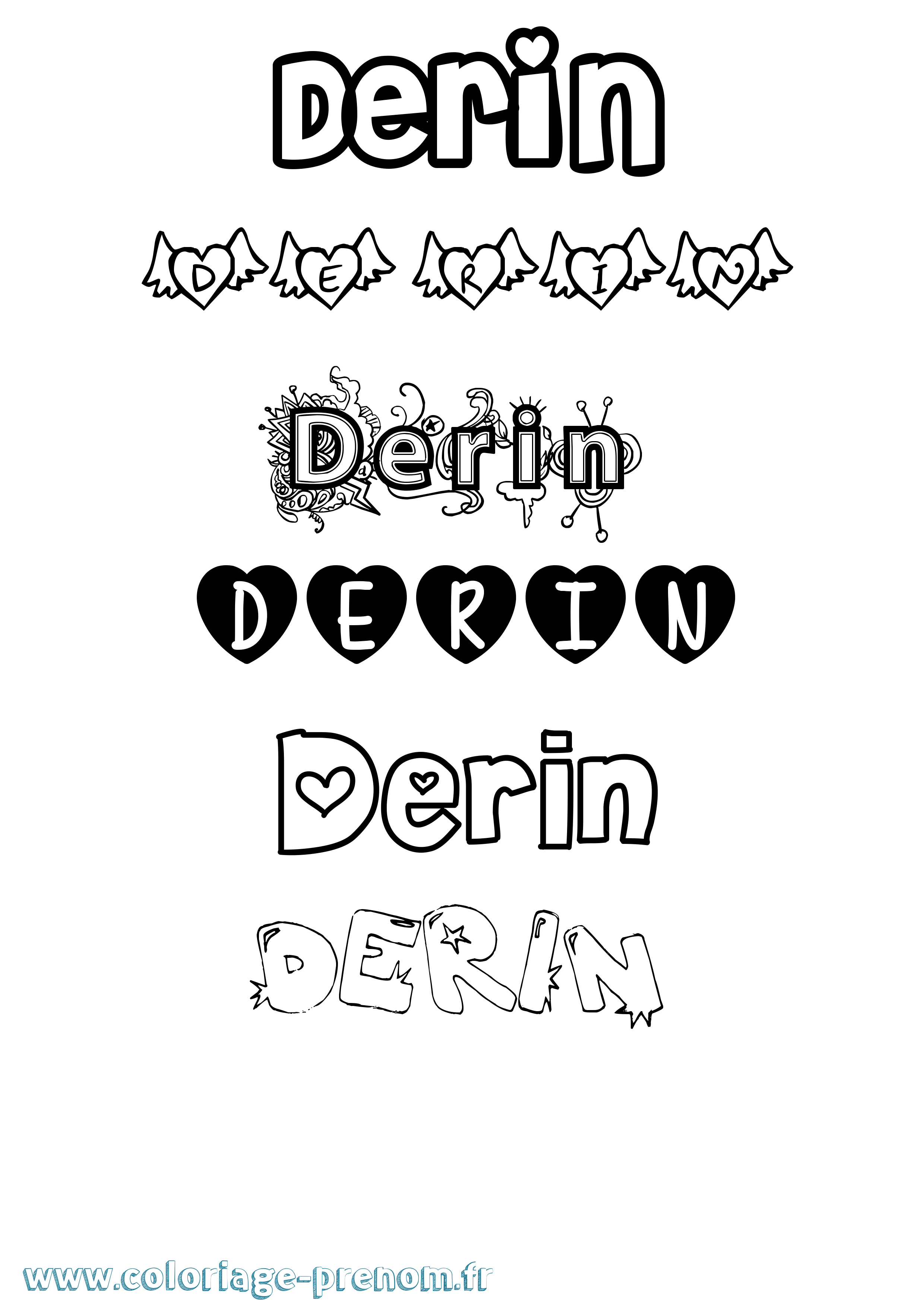 Coloriage Derin Girly Coloriage prénom Derin Girly