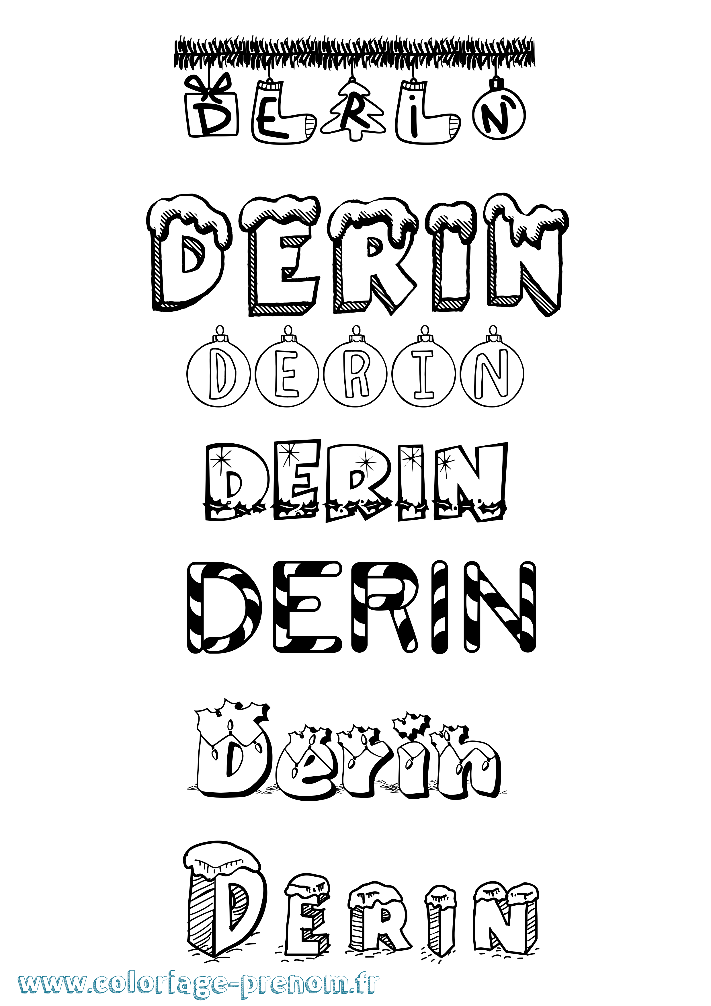 Coloriage Derin Noël Coloriage prénom Derin Noël
