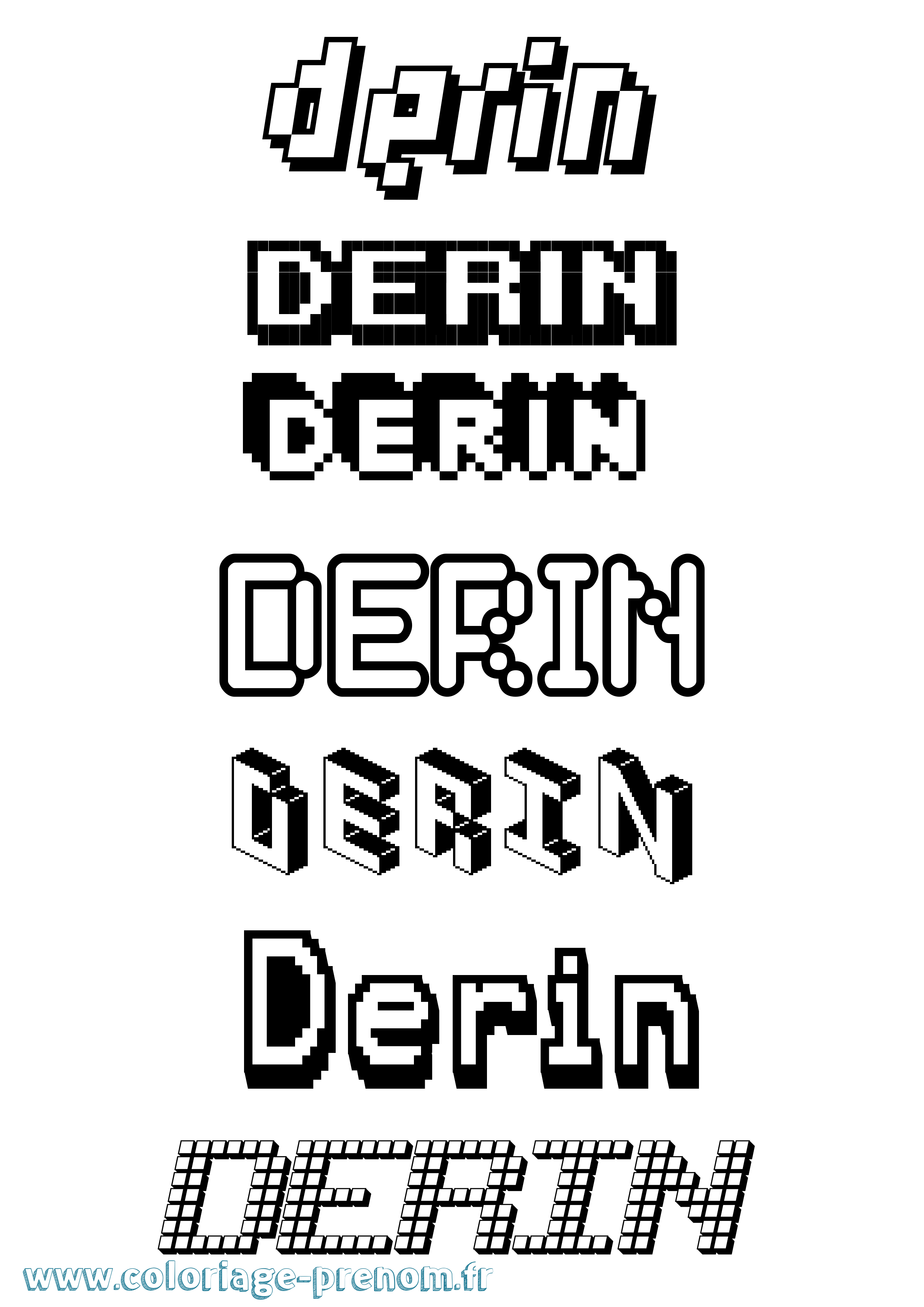 Coloriage Derin Pixel Coloriage prénom Derin Pixel