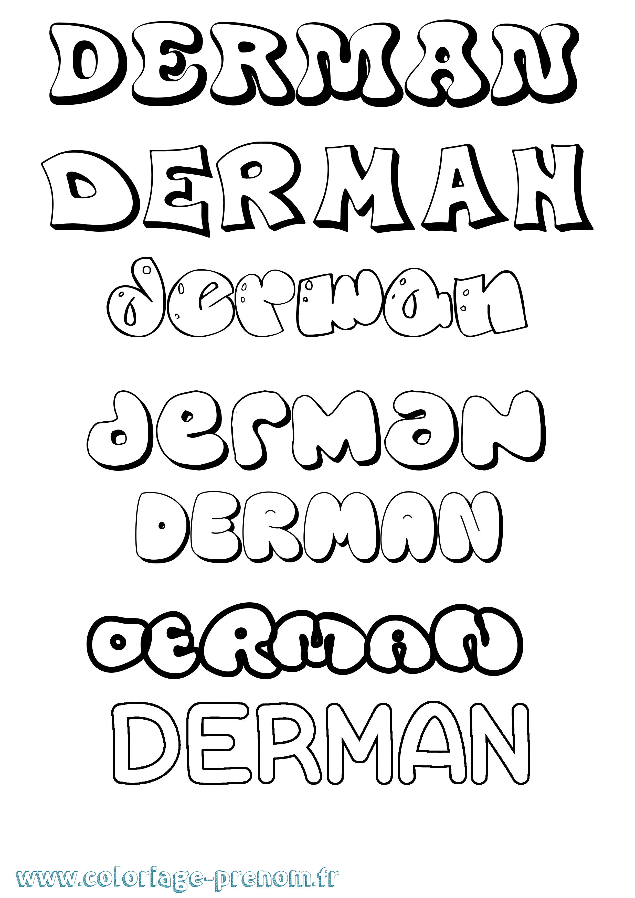 Coloriage Derman Bubble Coloriage prénom Derman Bubble