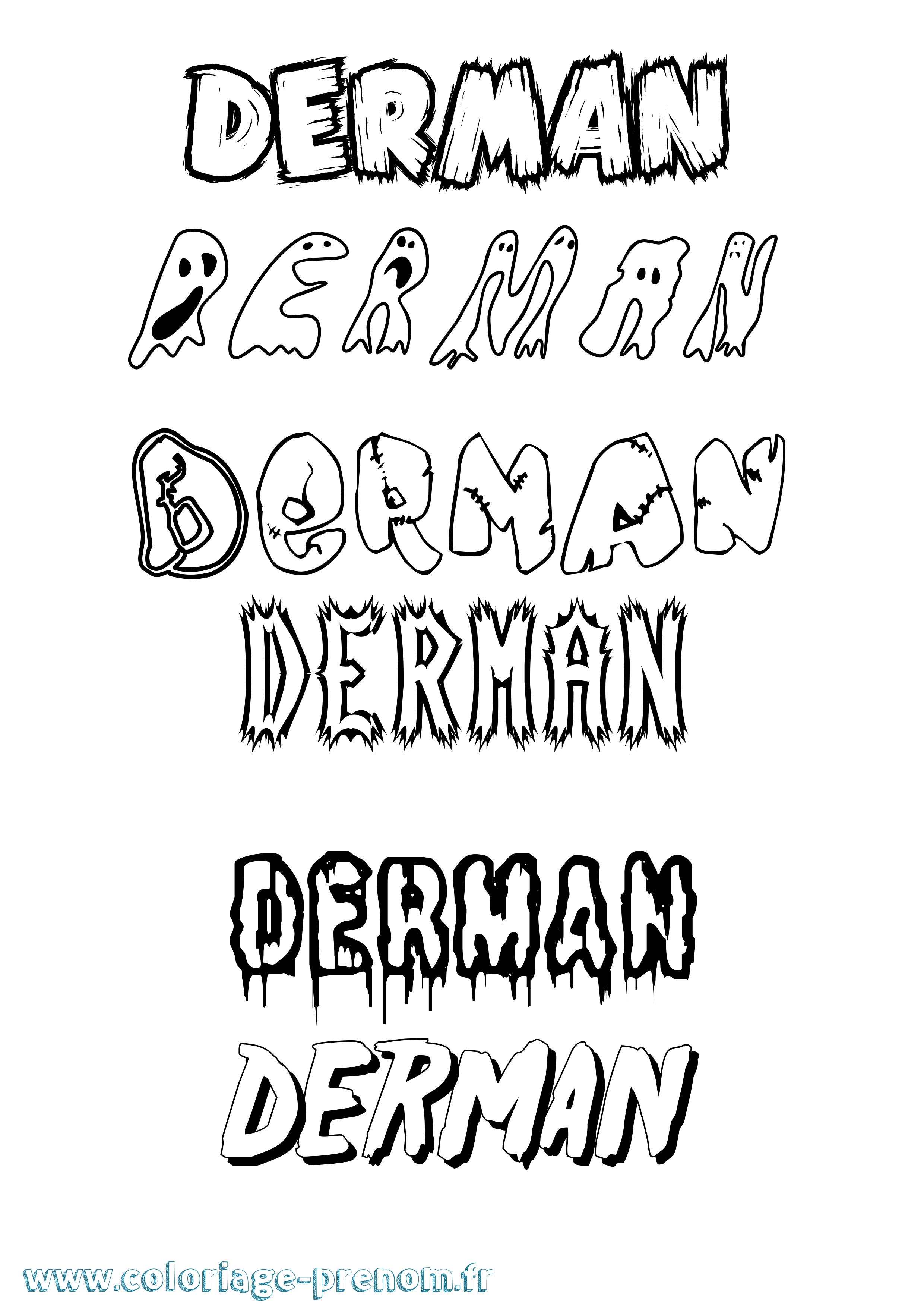 Coloriage Derman Frisson Coloriage prénom Derman Frisson