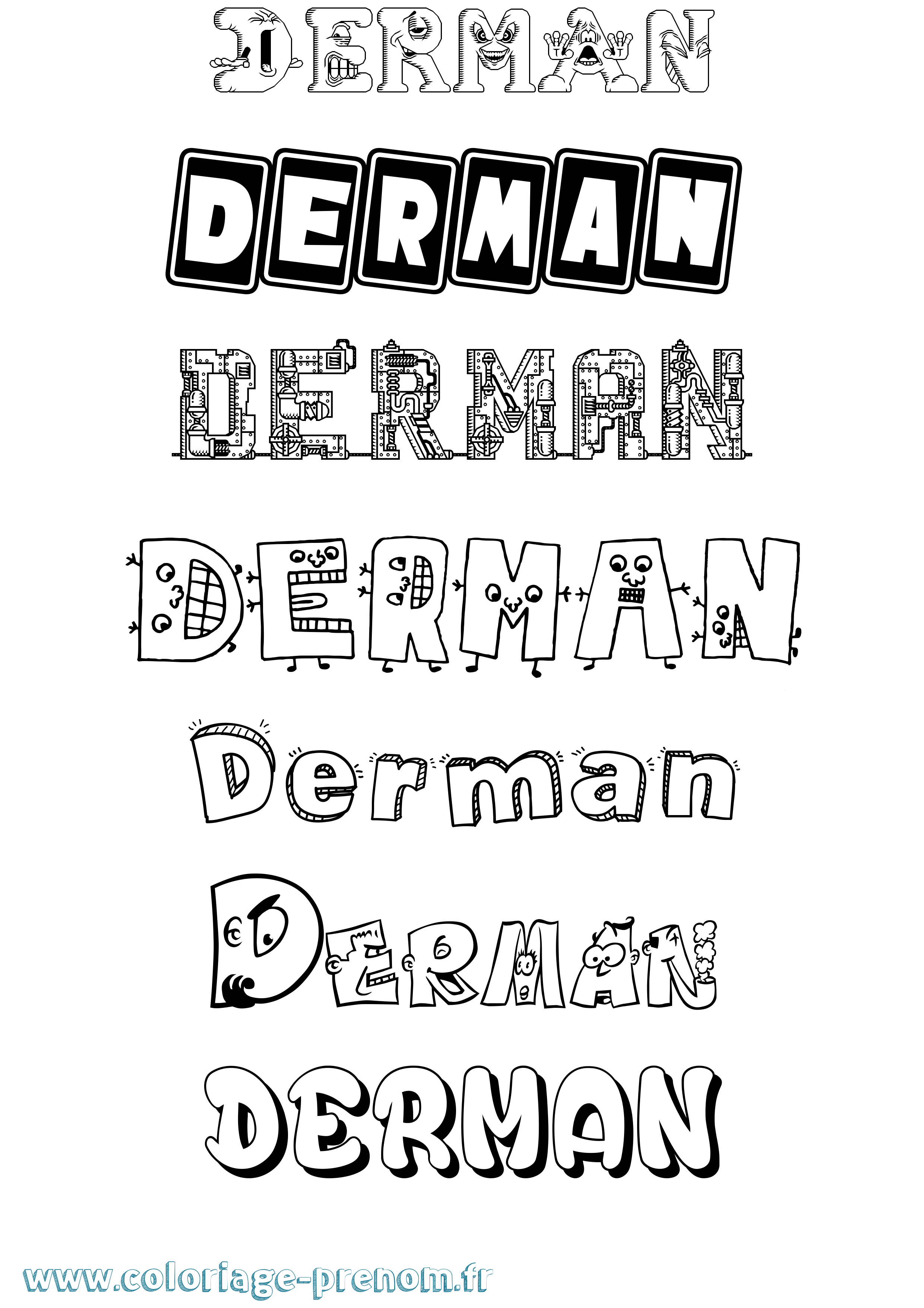 Coloriage Derman Fun Coloriage prénom Derman Fun