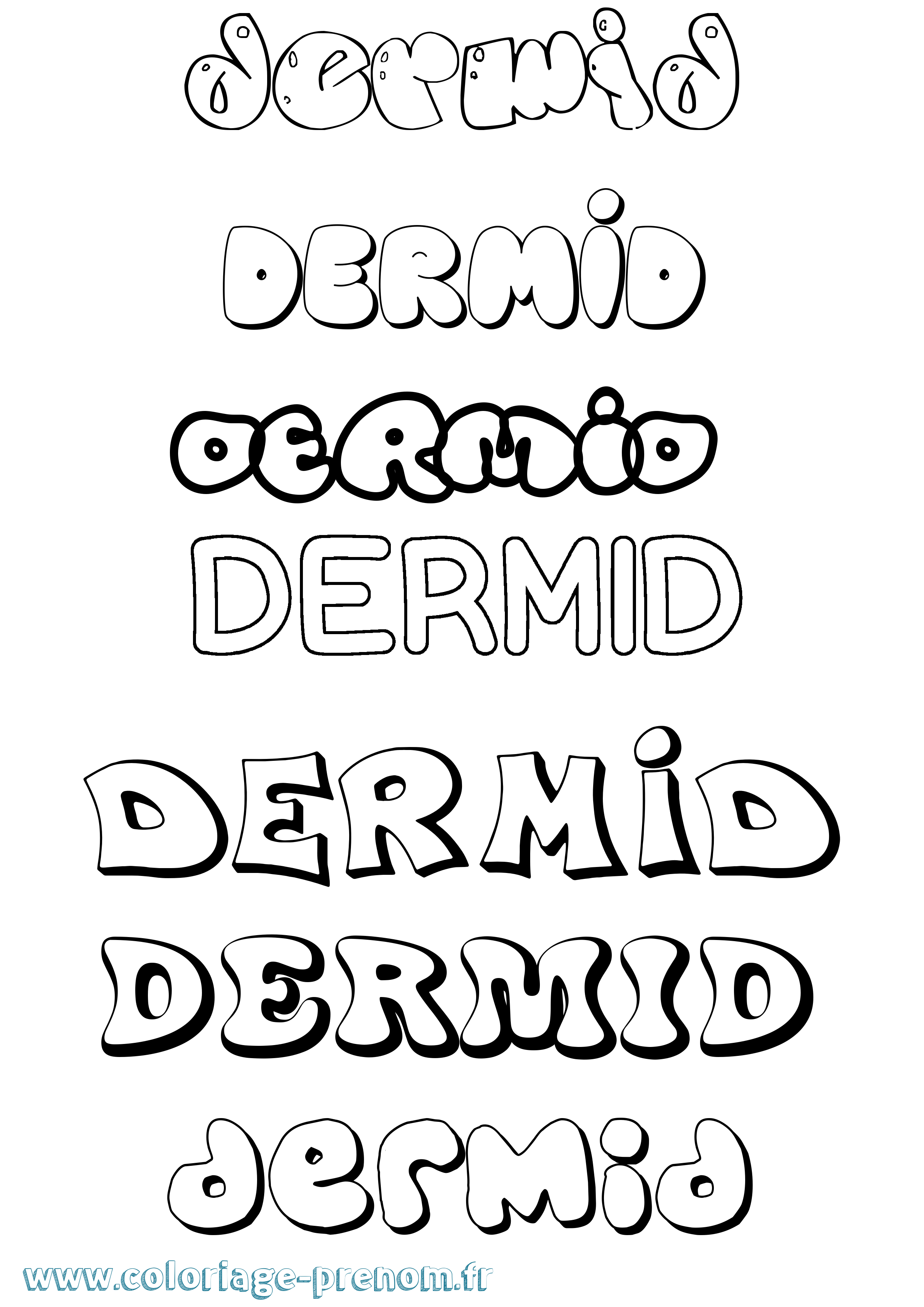 Coloriage Dermid Bubble Coloriage prénom Dermid Bubble