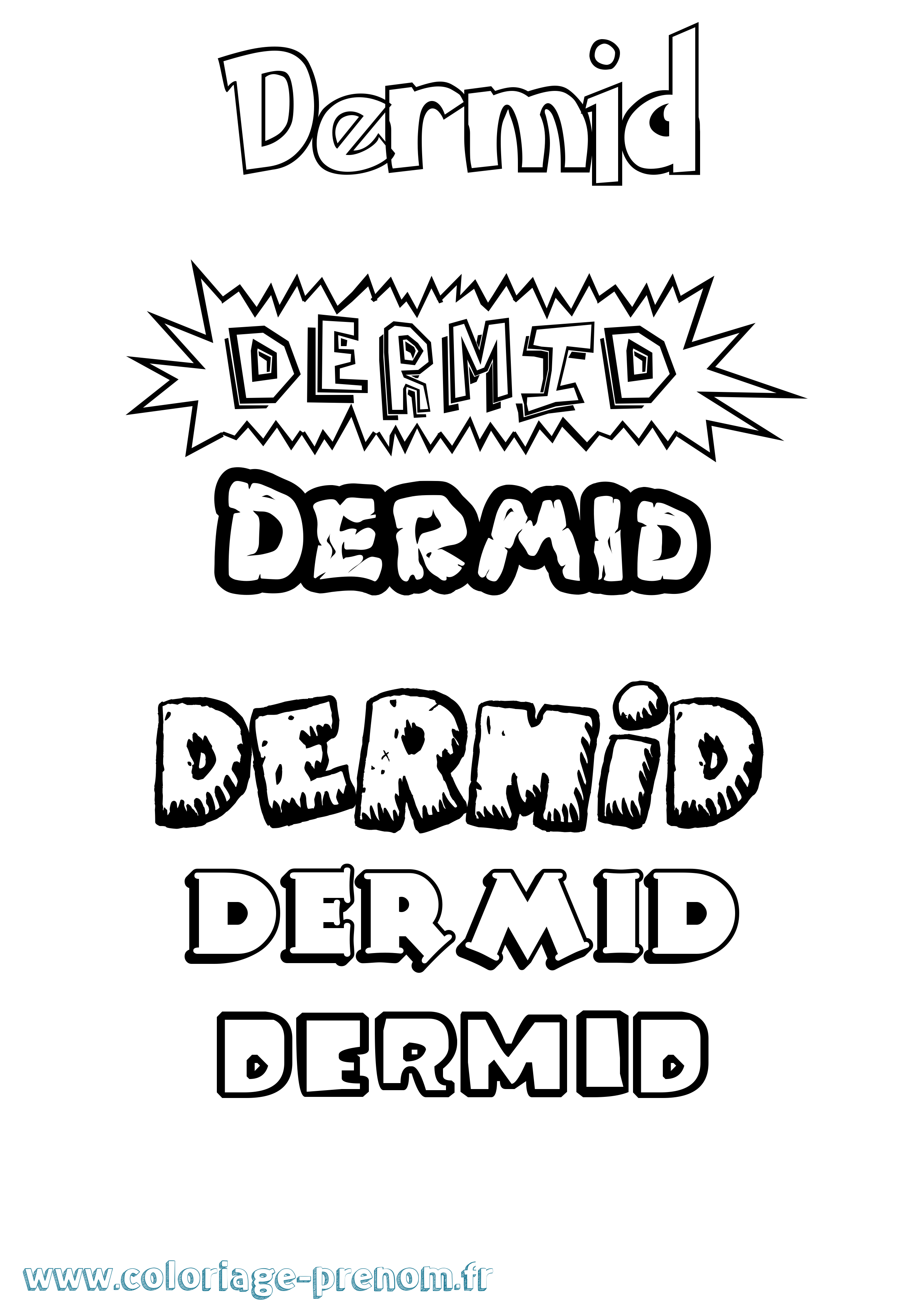 Coloriage Dermid Dessin Animé Coloriage prénom Dermid Dessin Animé
