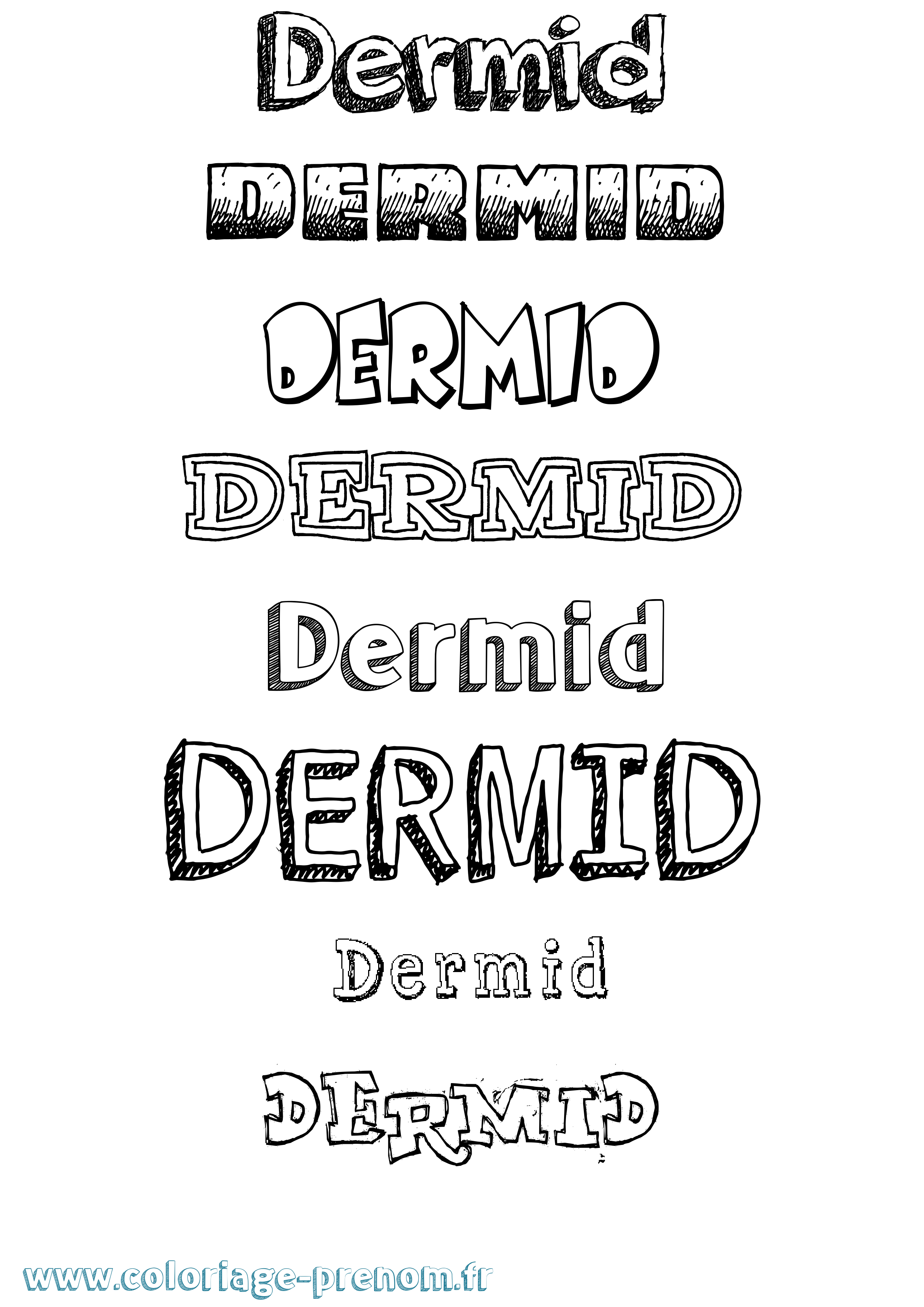 Coloriage Dermid Dessiné Coloriage prénom Dermid Dessiné