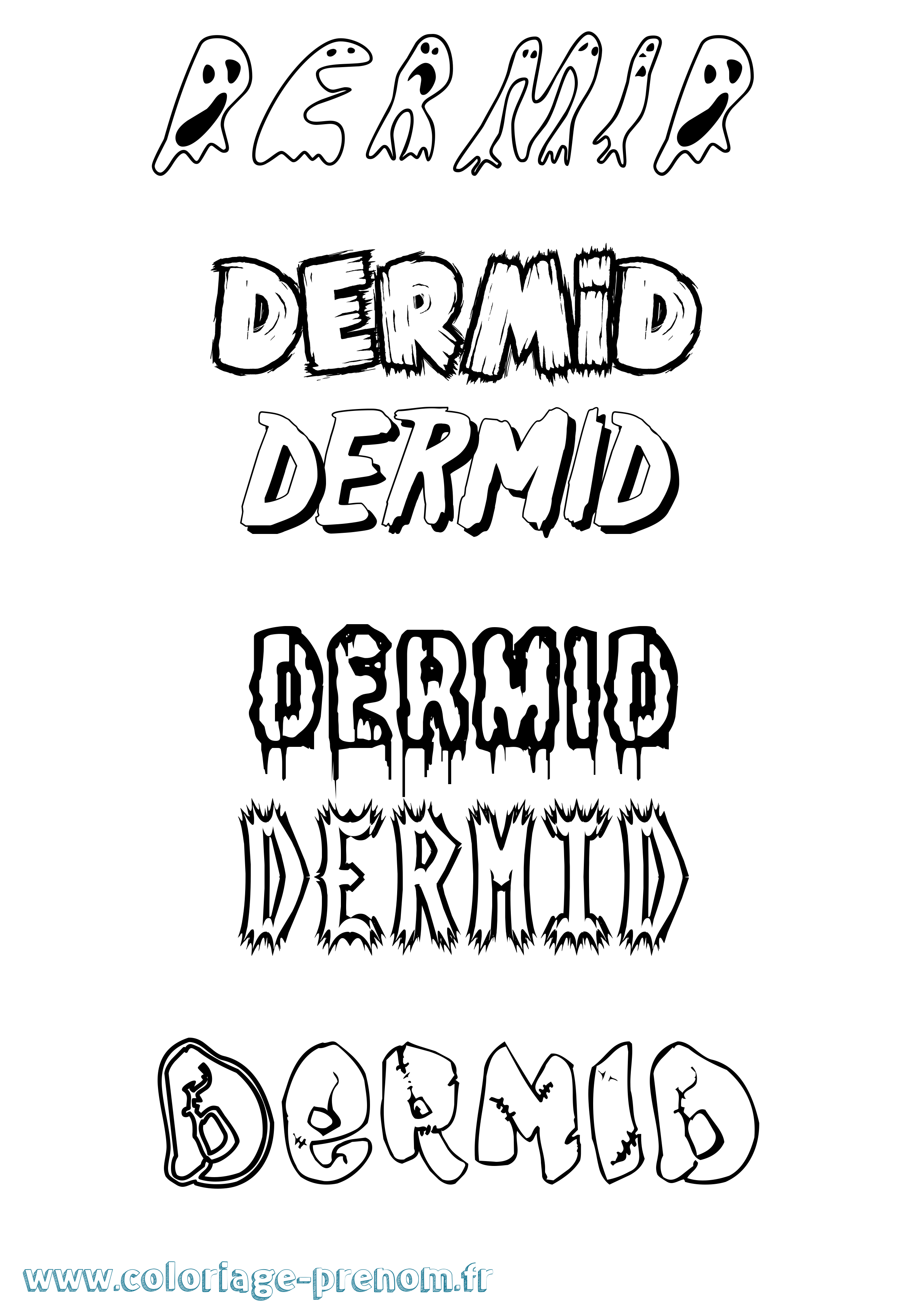 Coloriage Dermid Frisson Coloriage prénom Dermid Frisson
