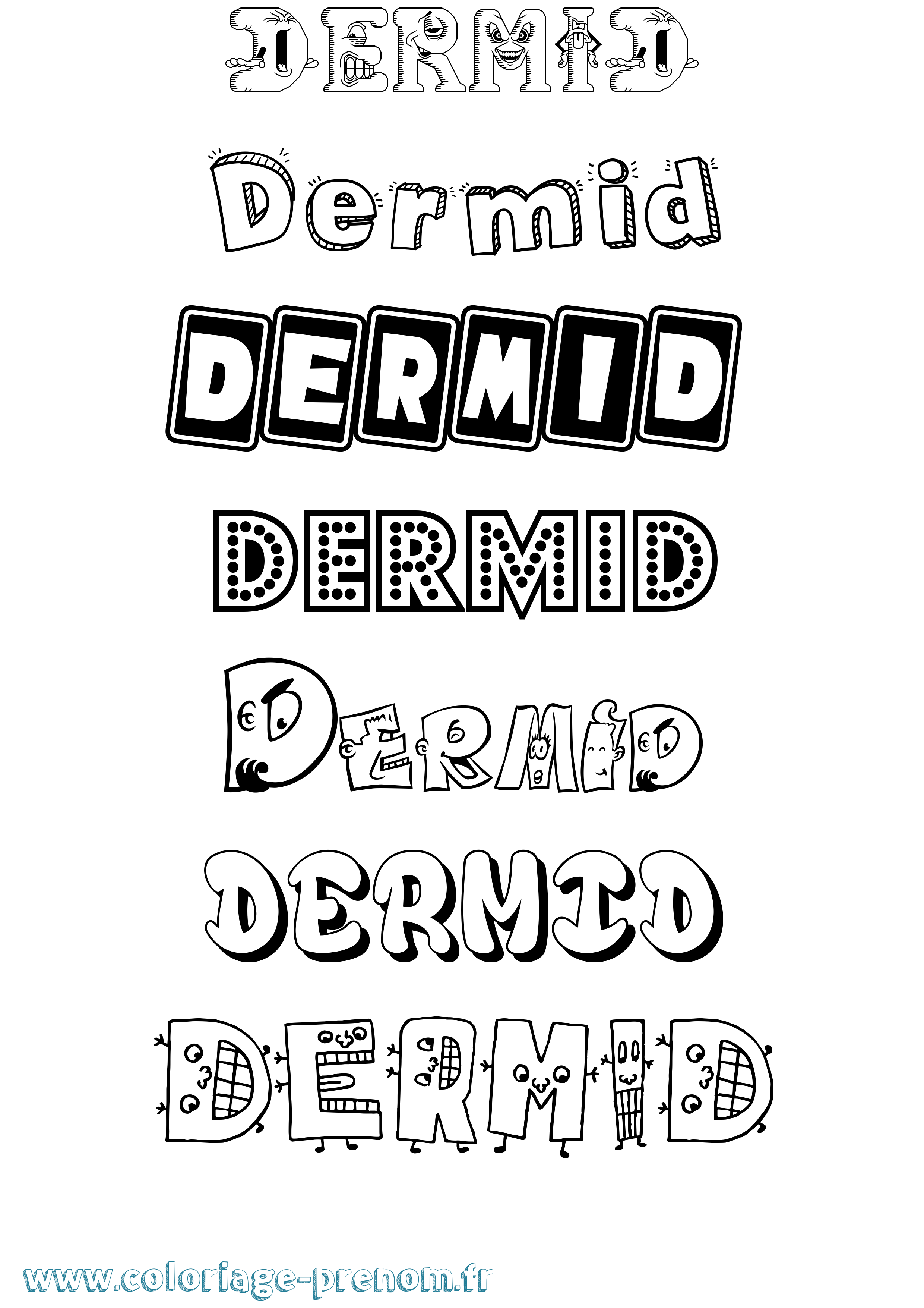 Coloriage Dermid Fun Coloriage prénom Dermid Fun