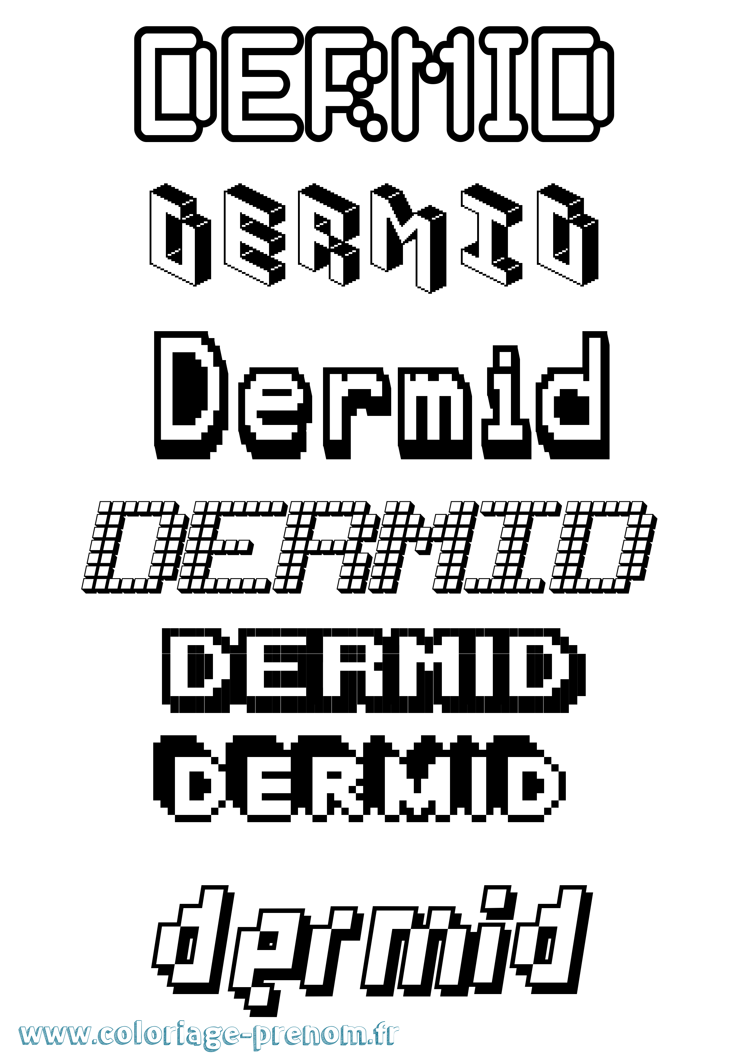 Coloriage Dermid Pixel Coloriage prénom Dermid Pixel