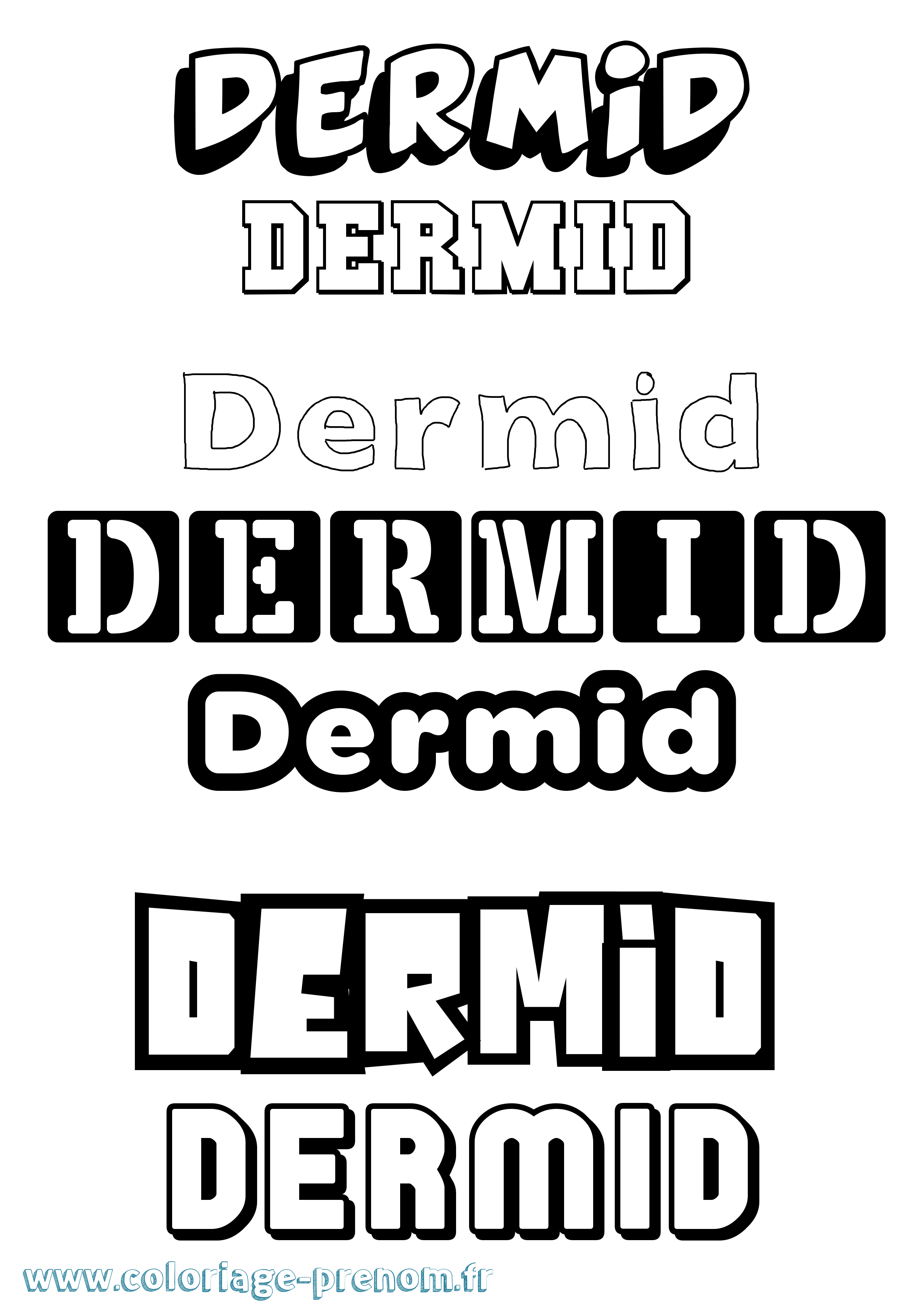 Coloriage Dermid Simple Coloriage prénom Dermid Simple
