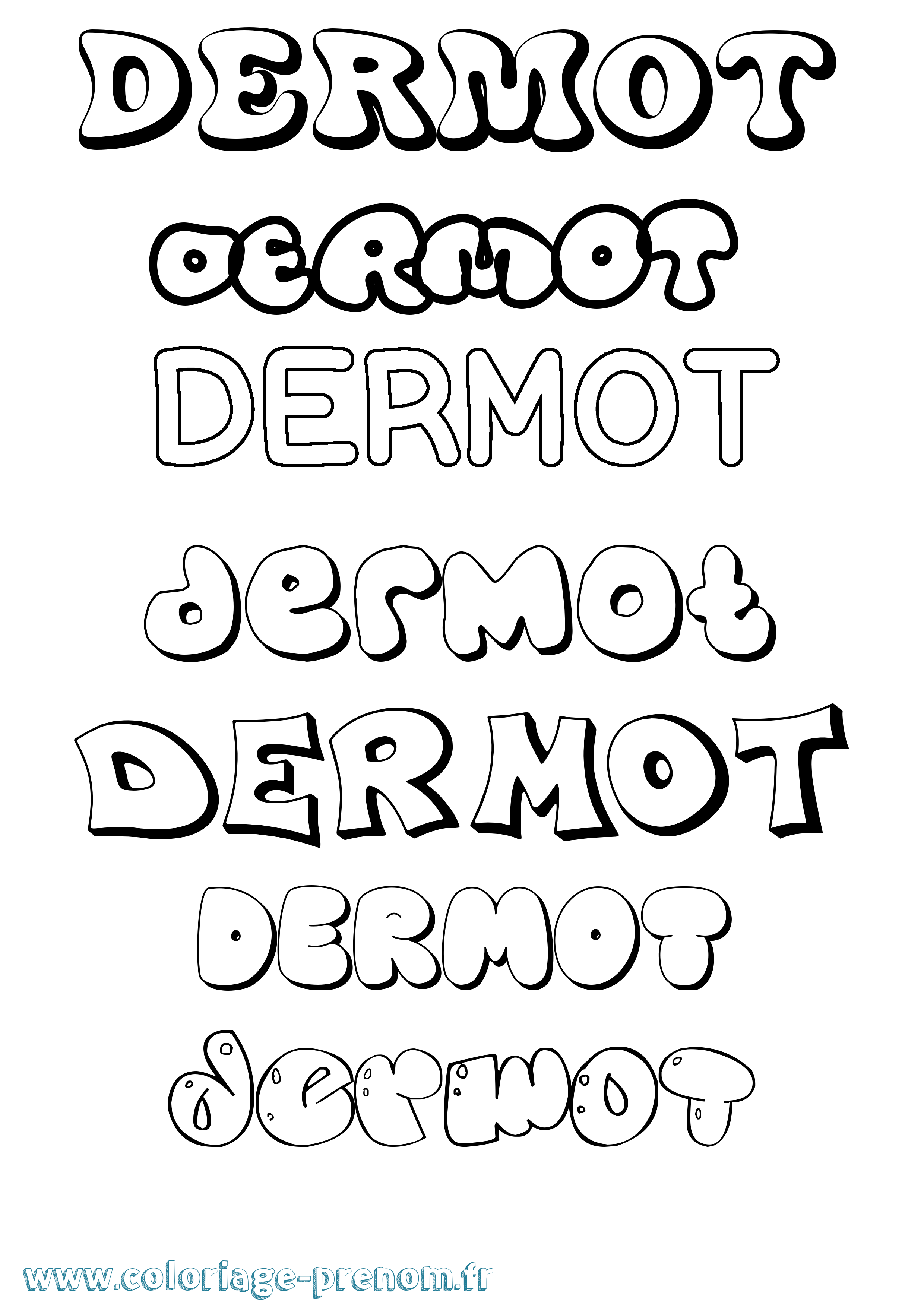 Coloriage Dermot Bubble Coloriage prénom Dermot Bubble