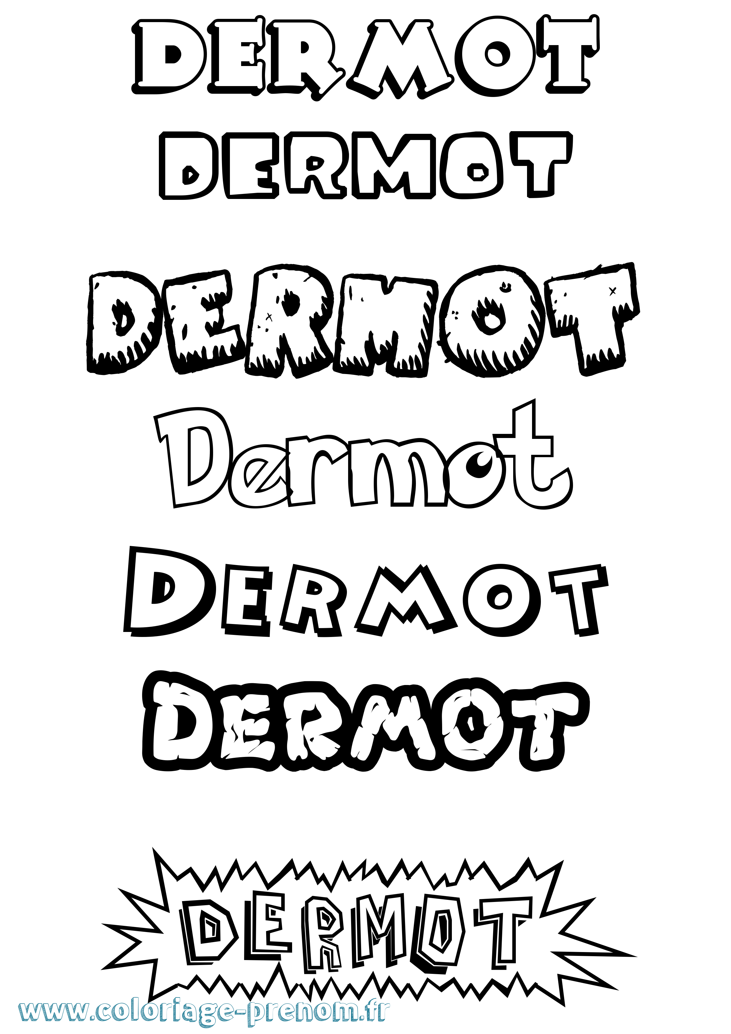 Coloriage Dermot Dessin Animé Coloriage prénom Dermot Dessin Animé