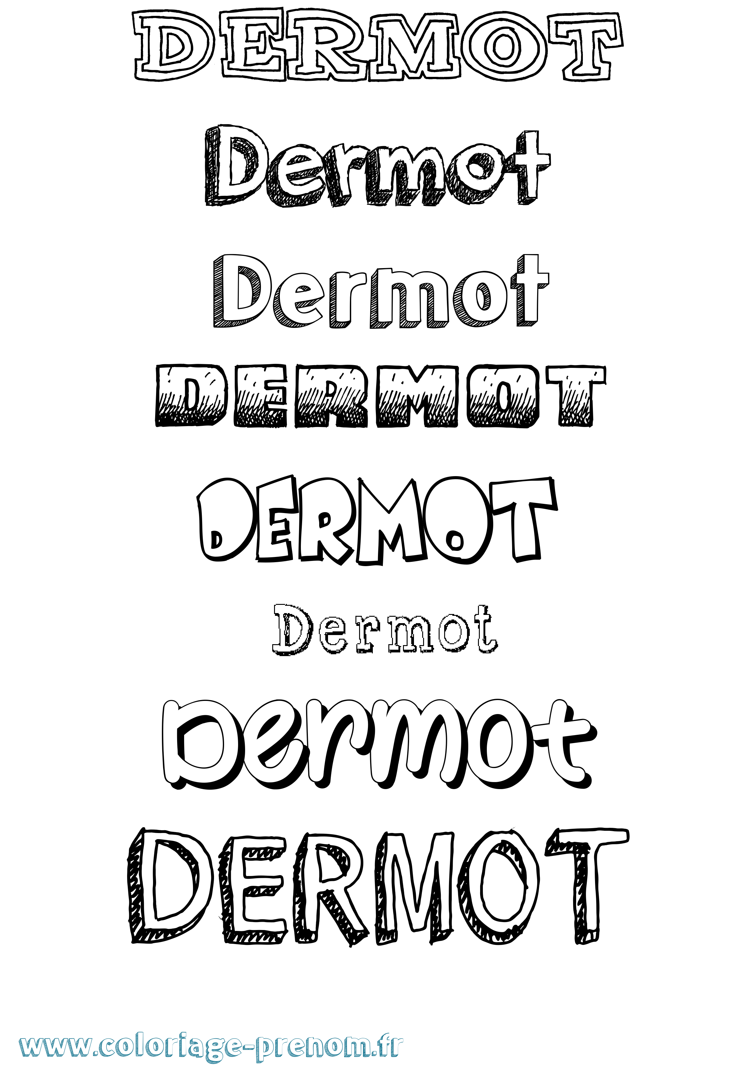 Coloriage Dermot Dessiné Coloriage prénom Dermot Dessiné