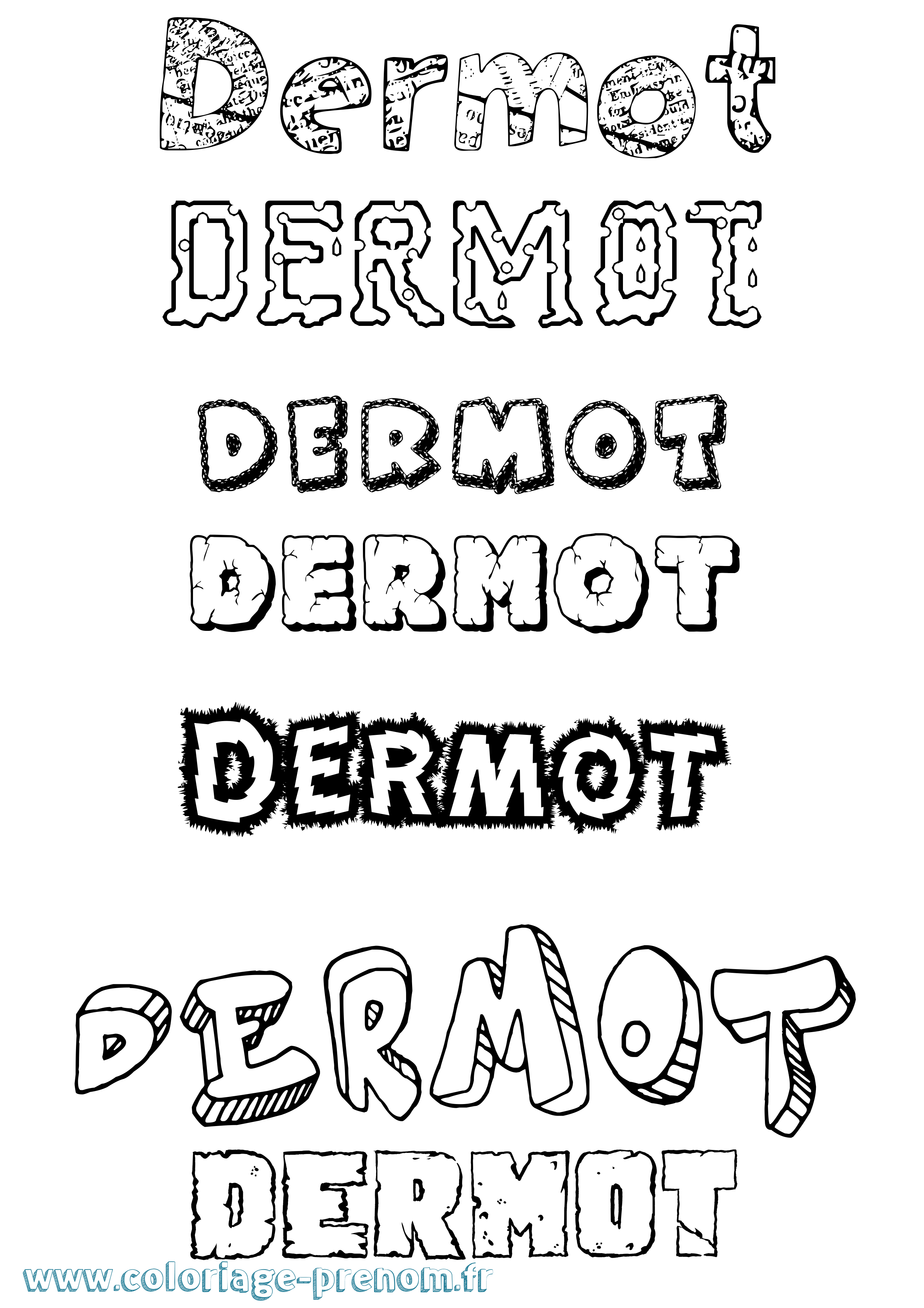 Coloriage Dermot Destructuré Coloriage prénom Dermot Destructuré