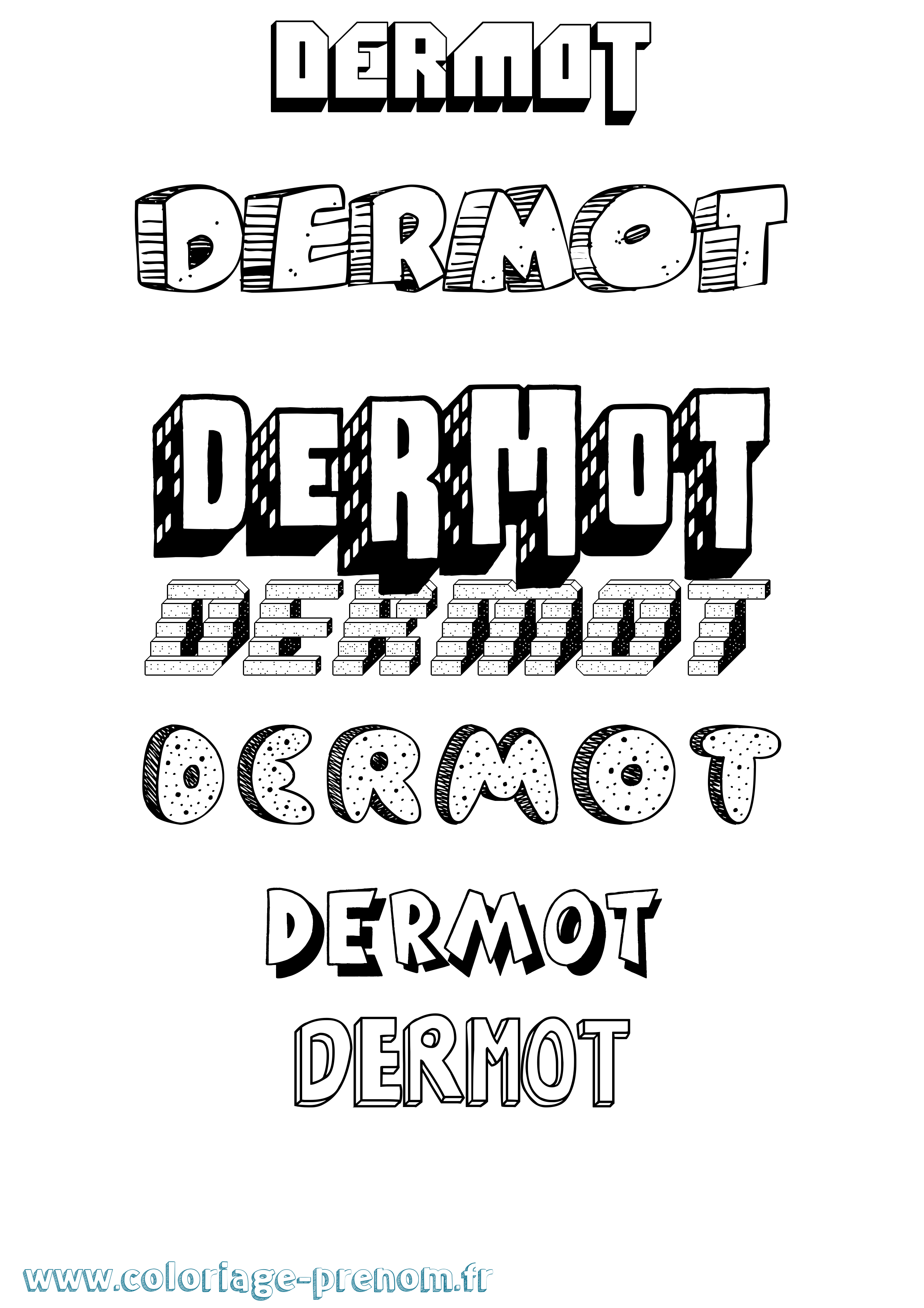 Coloriage Dermot Effet 3D Coloriage prénom Dermot Effet 3D