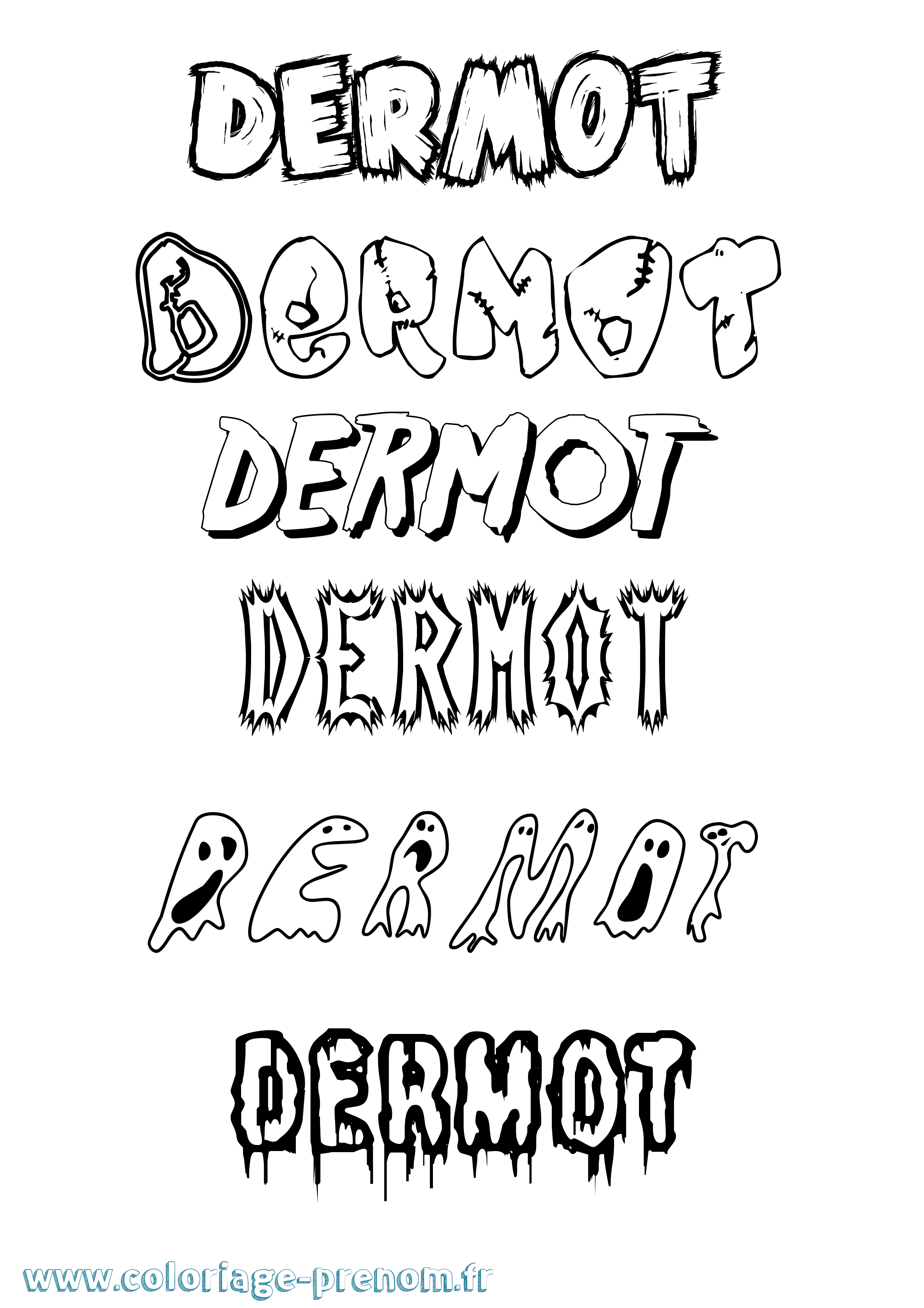 Coloriage Dermot Frisson Coloriage prénom Dermot Frisson