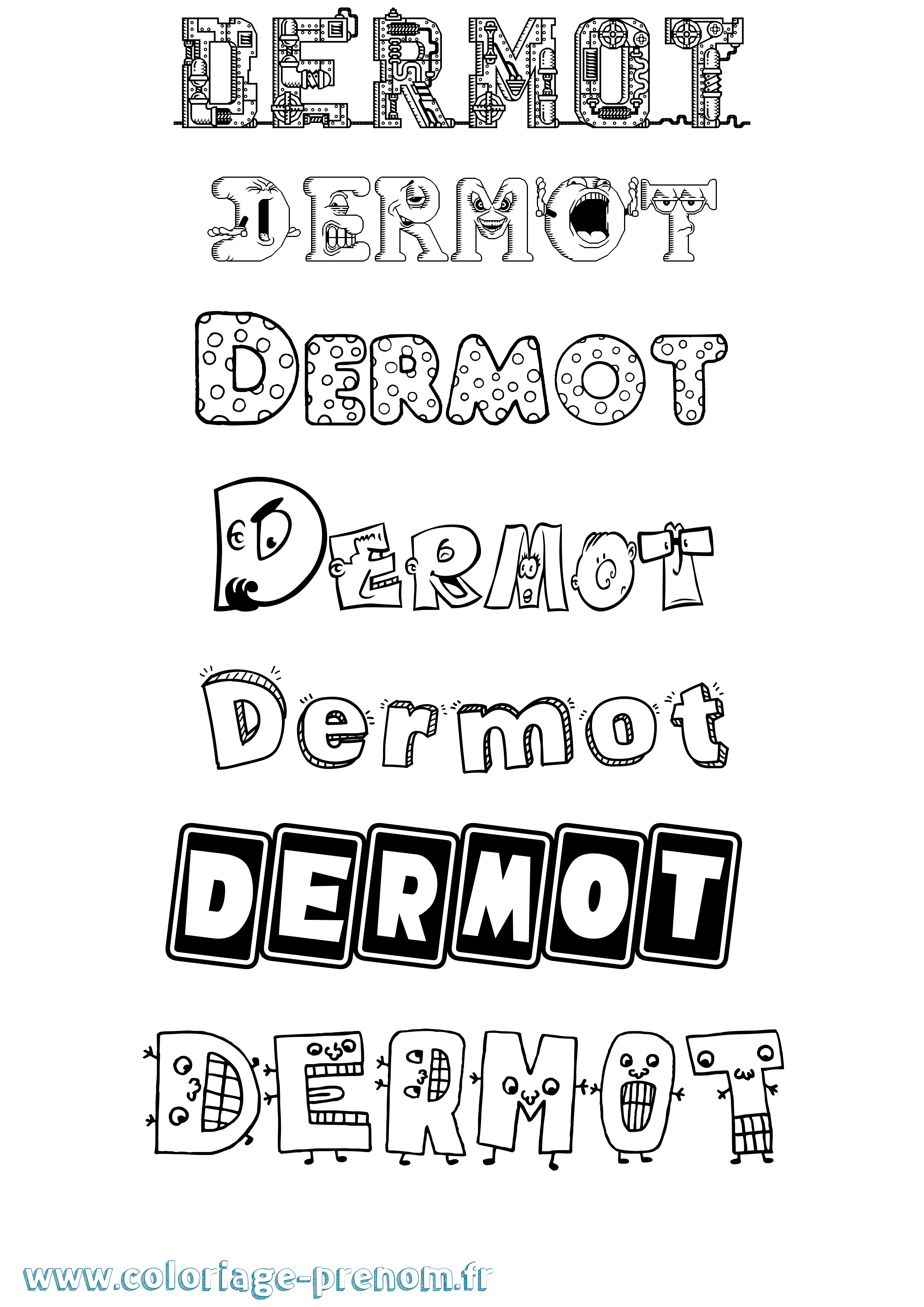 Coloriage Dermot Fun Coloriage prénom Dermot Fun