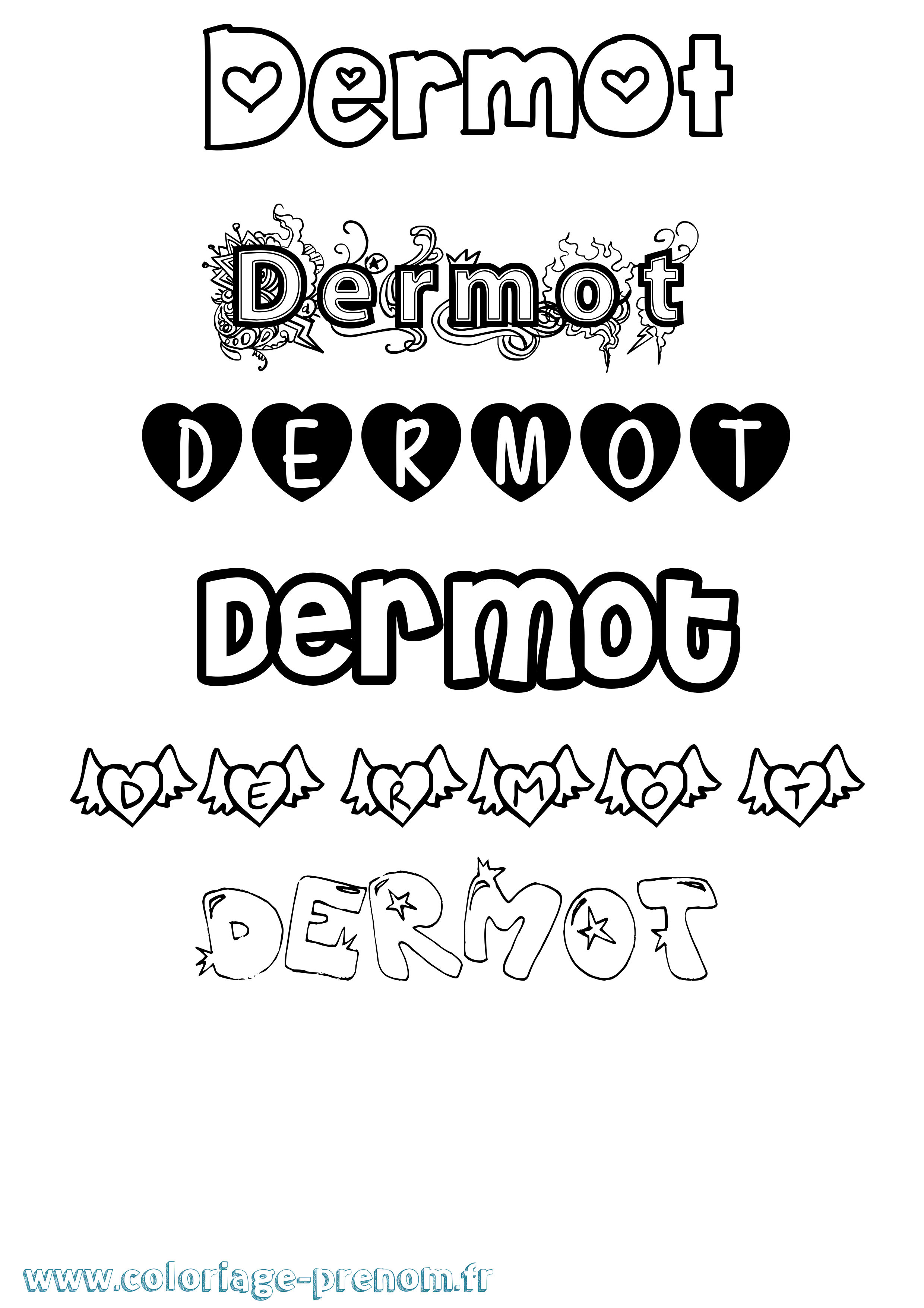 Coloriage Dermot Girly Coloriage prénom Dermot Girly