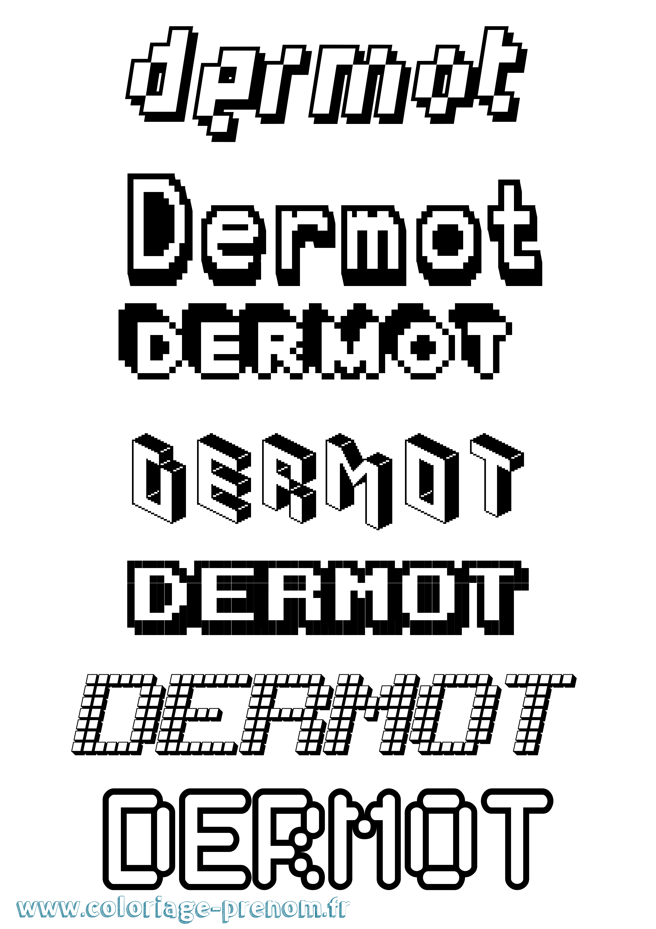 Coloriage Dermot Pixel Coloriage prénom Dermot Pixel