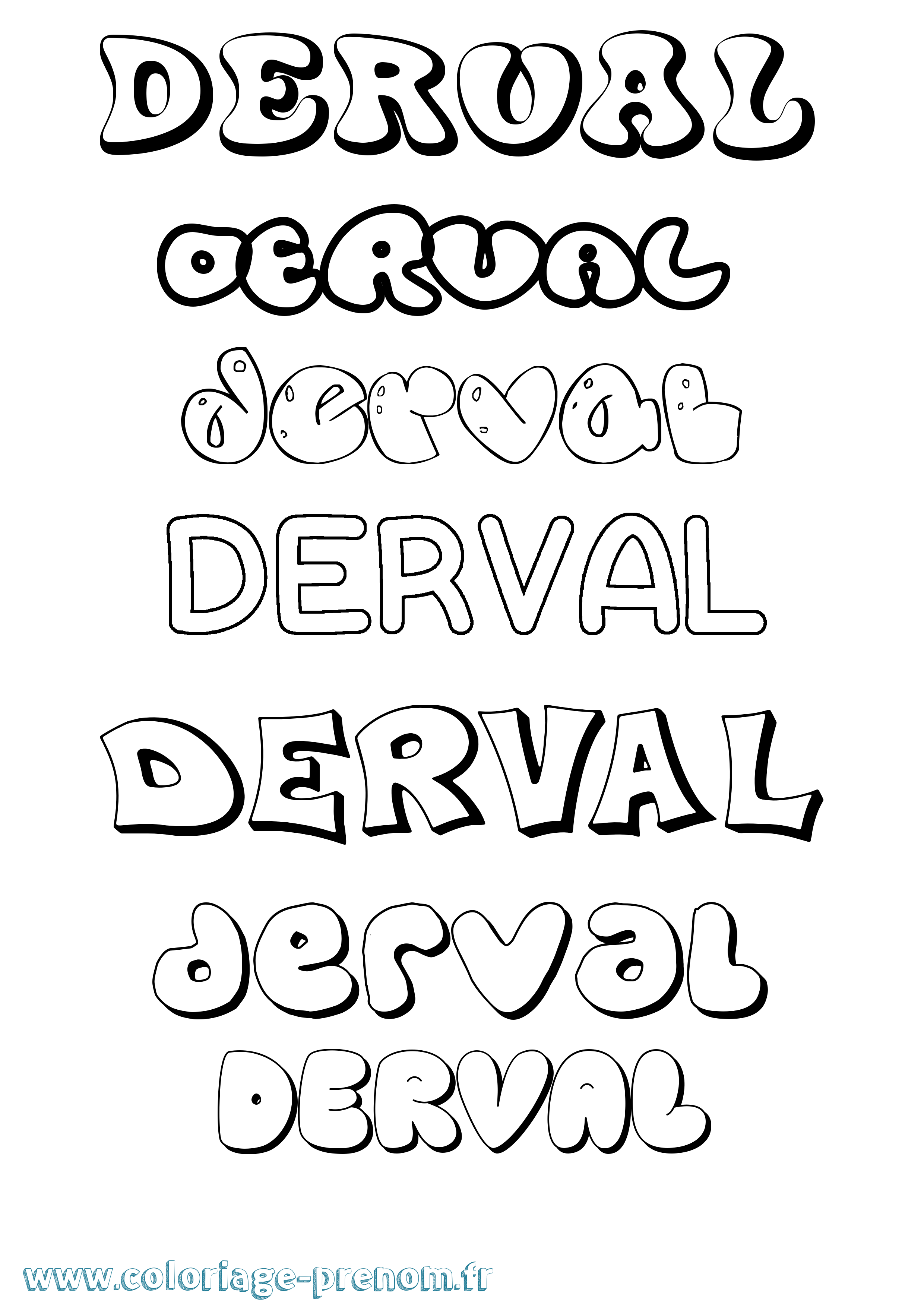 Coloriage Derval Bubble Coloriage prénom Derval Bubble